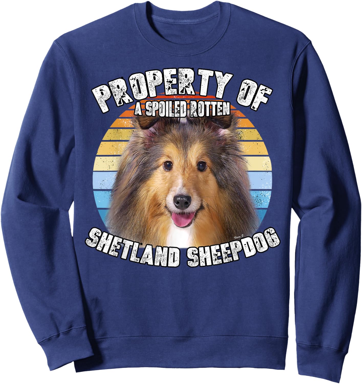 Shetland Sheepdog Sheltie Sable Property Of Retro Women Kids Sweatshirt - Sweatshirt | Navy