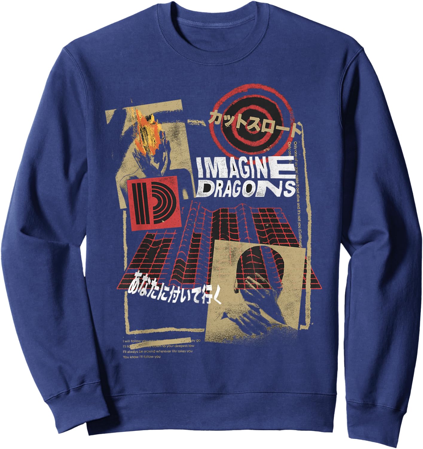 Offizielle Imagine Dragons Exklusive japanische Collage Sweatshirt - Sweatshirt | Navy
