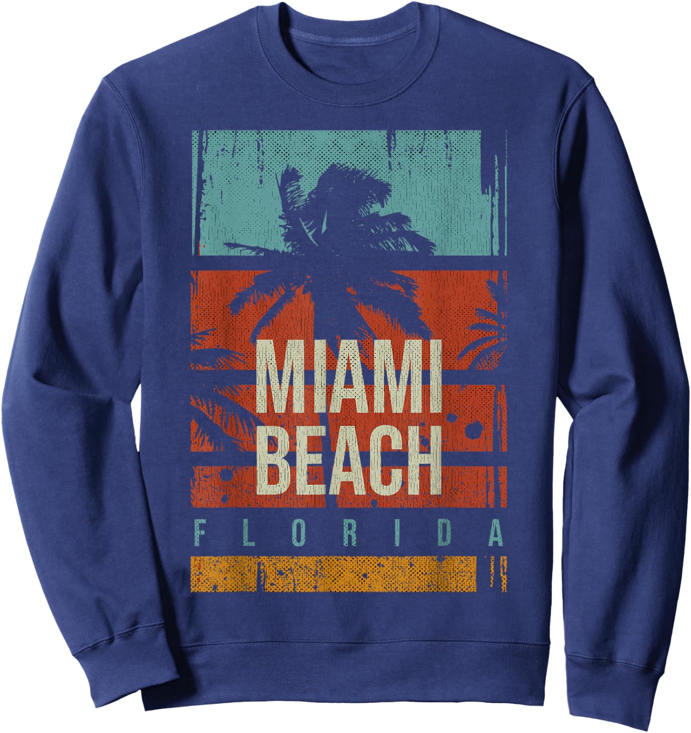 Miami Beach Urlaubssouvenir 80er Jahre Miami Beach Sweatshirt - Sweatshirt | Navy