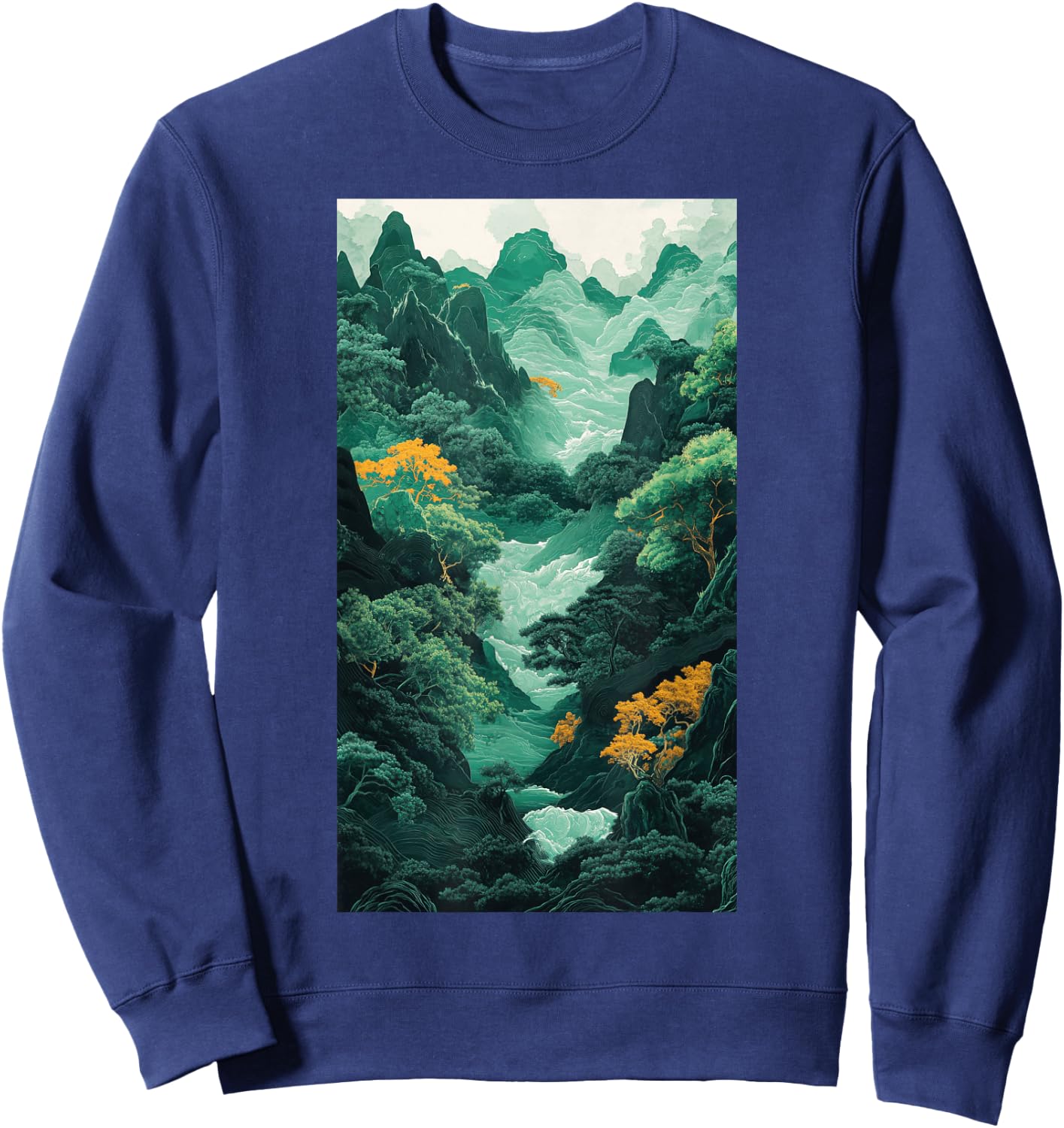 Jade Art Landscape Mountain landscape Nature art Sweatshirt - Sweatshirt | Navy