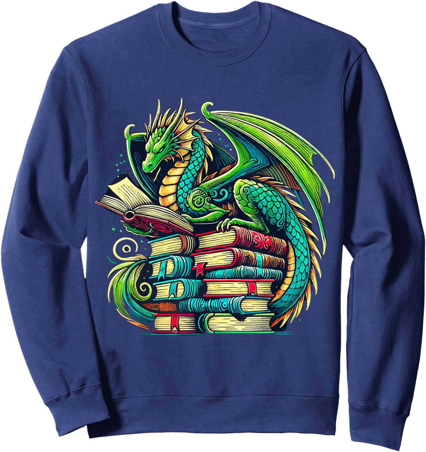Book Dragon Reading Lover Sweatshirt - Sweatshirt | Navy