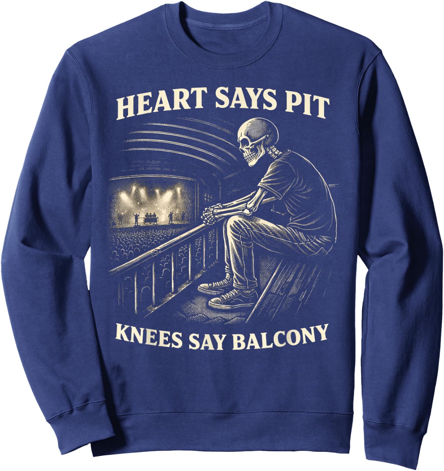 Funny Heart Says Pit Knees Say Balcony Sweatshirt - Sweatshirt | Navy