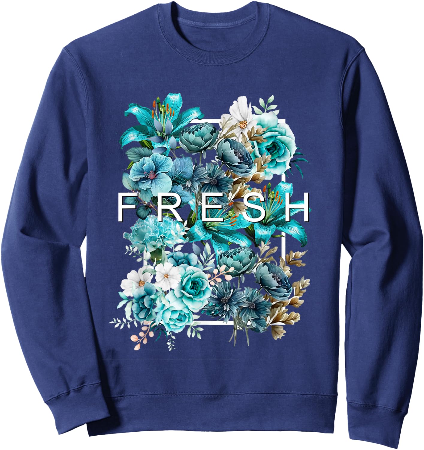 Teal Aqua Fresh BloomTeal Aqua Graphic Sweatshirt - Sweatshirt | Navy