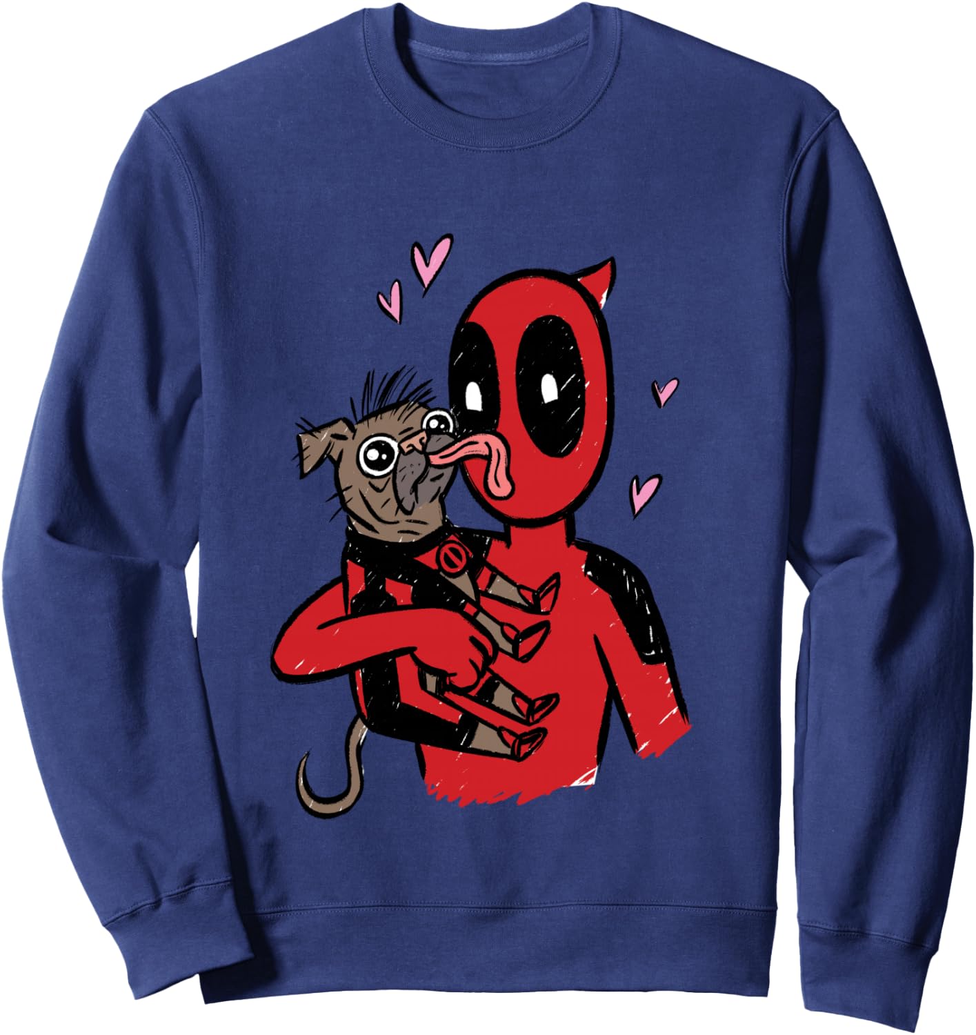 Marvel Deadpool & Wolverine Dogpool Doggy Kisses Doodle Sweatshirt - Sweatshirt | Navy
