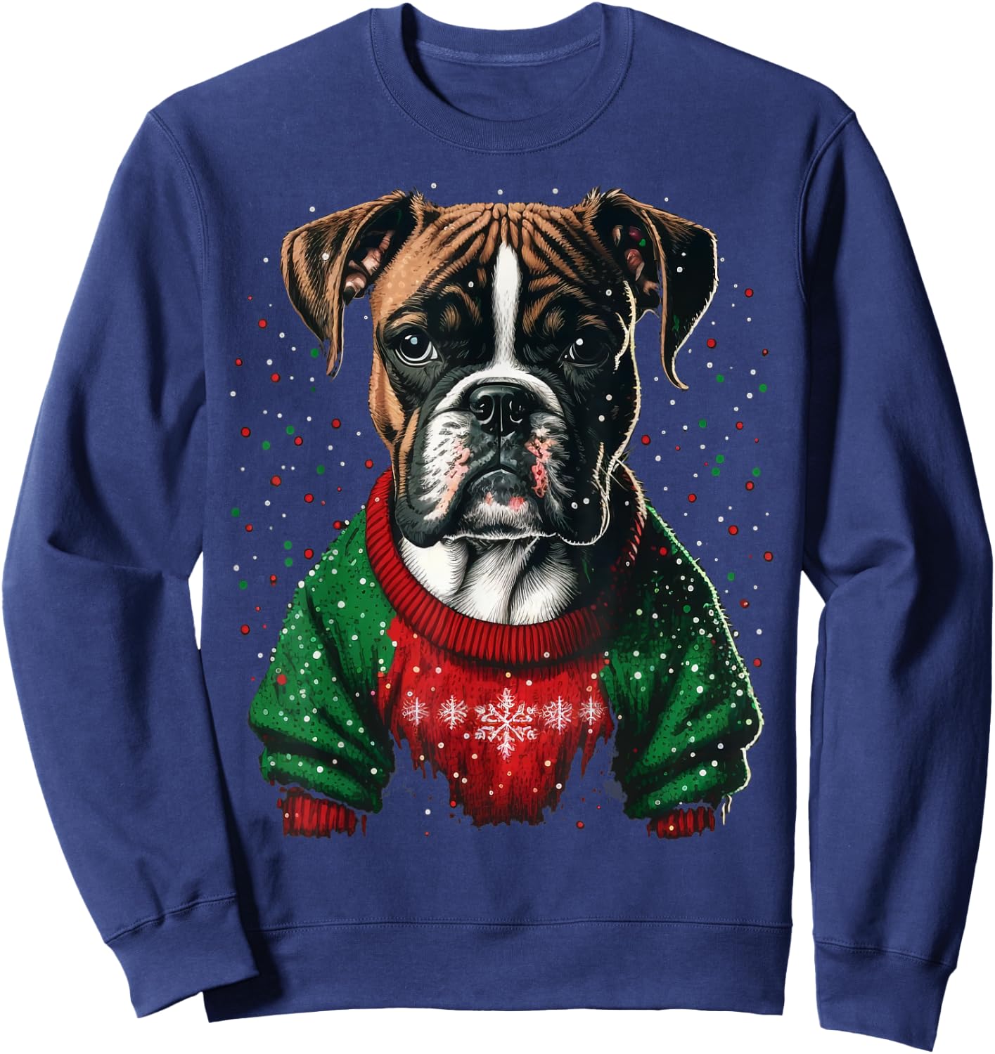 Xmas Boxer Dog Santa on Christmas Boxer Dog Women Kids Sweatshirt - Sweatshirt | Navy