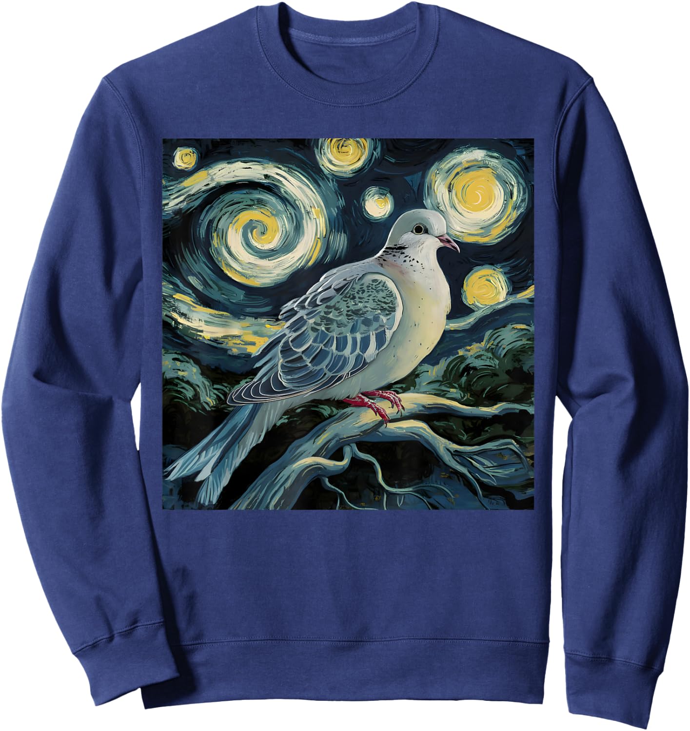 Mourning Dove Bird Lover Starry Night Van Gogh Bird Watchers Sweatshirt - Sweatshirt | Navy