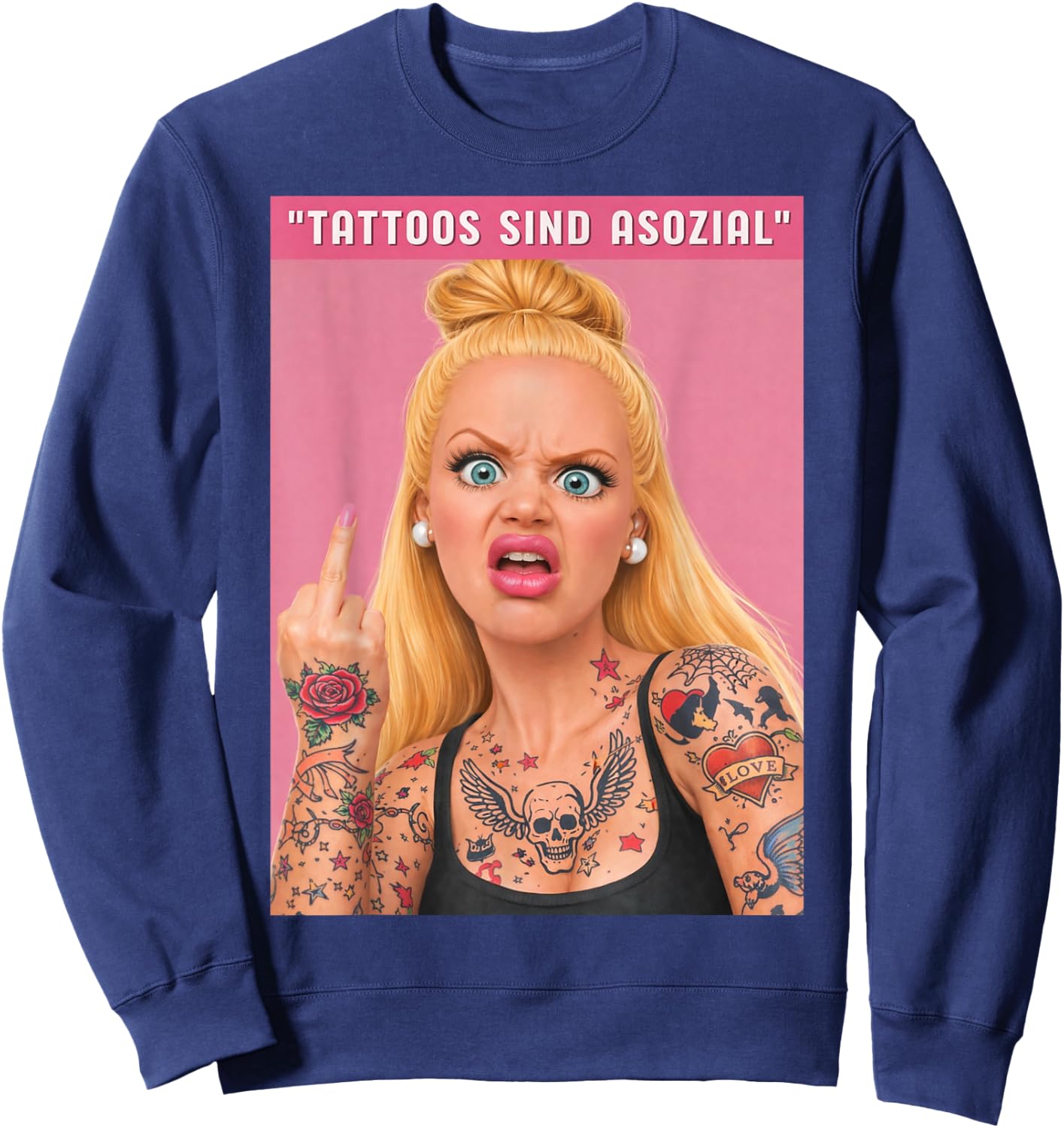 Disgusted FACE Meme DOLL Babe X Only Cute Baby Love Fans Sweatshirt - Sweatshirt | Navy