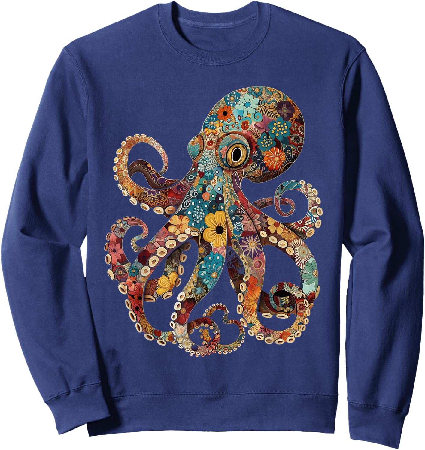 Octopus Floral Vintage Flowers Octopus Octopus Diving Sweatshirt - Sweatshirt | Navy