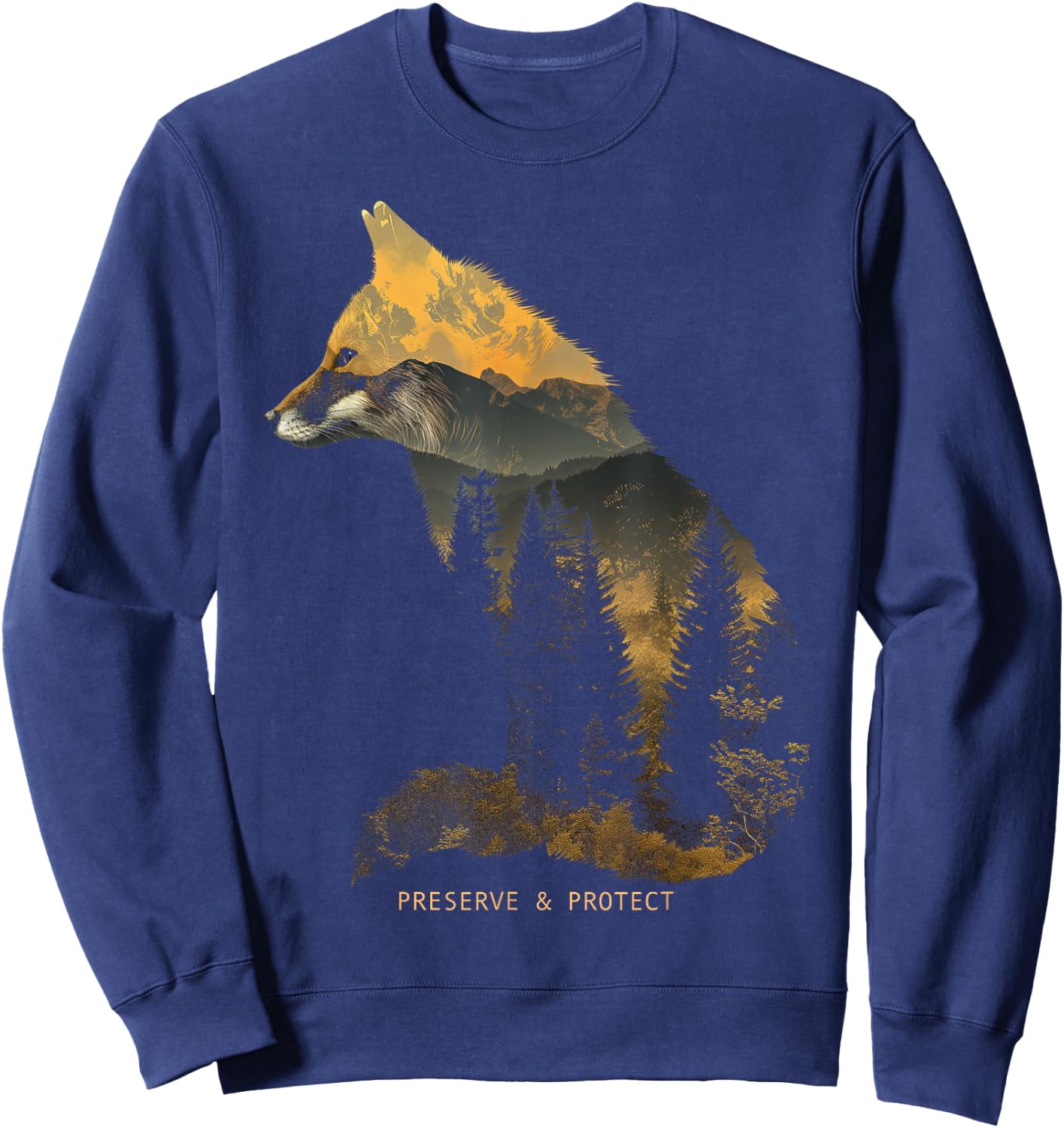 Fuchs Protect Preserve Hiking Camping Hunter Outdoor Nature Sweatshirt - Sweatshirt | Navy