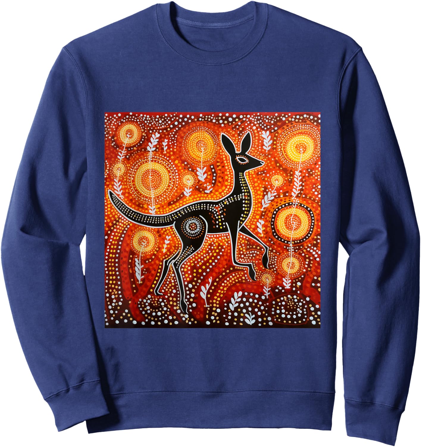 Australian Aboriginal Dot Painting Kangaroo Sweatshirt - Sweatshirt | Navy
