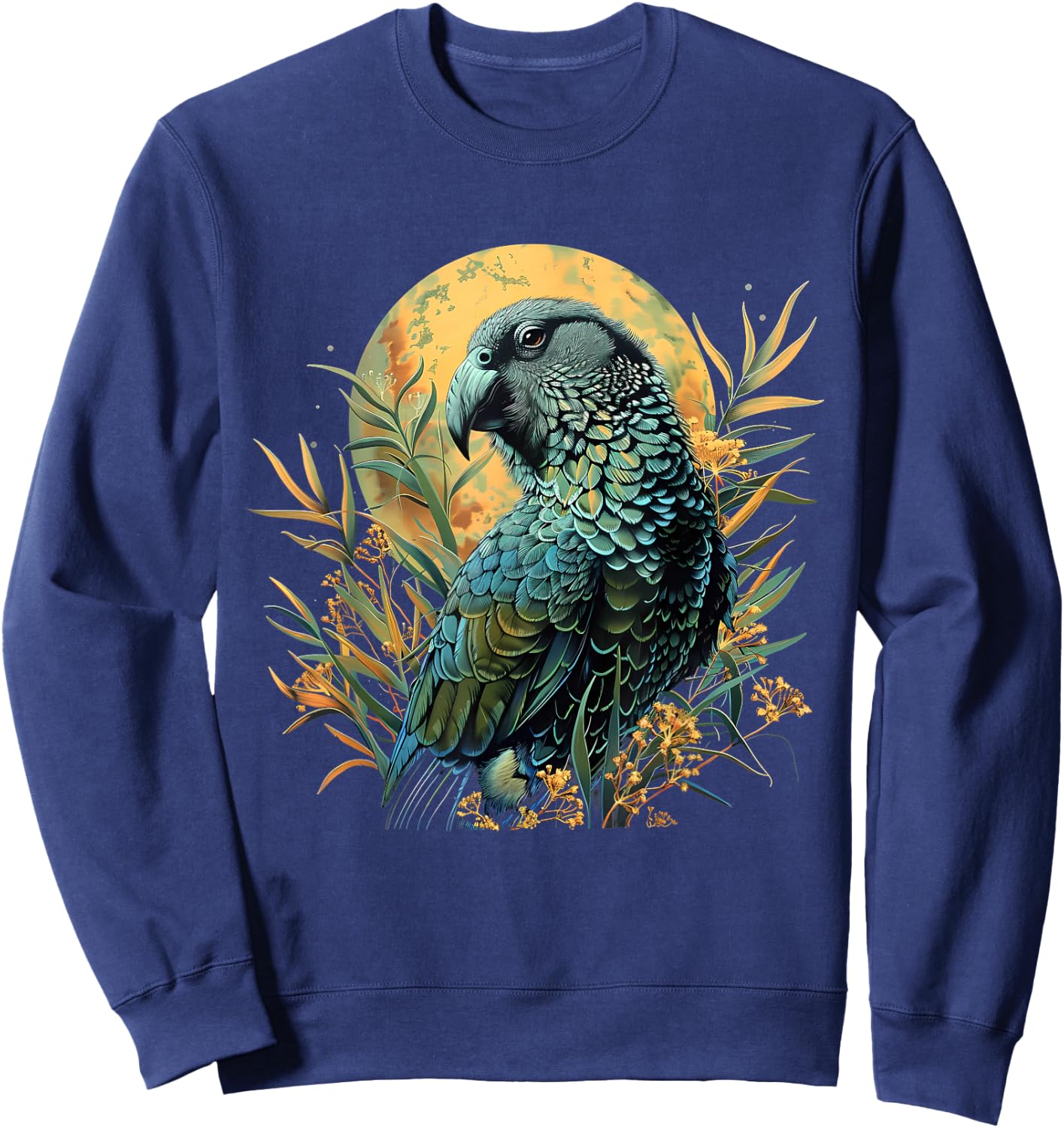 Kakapo Parrot Drawing Moon Artwork Nature Kakapo Lover Sweatshirt - Sweatshirt | Navy