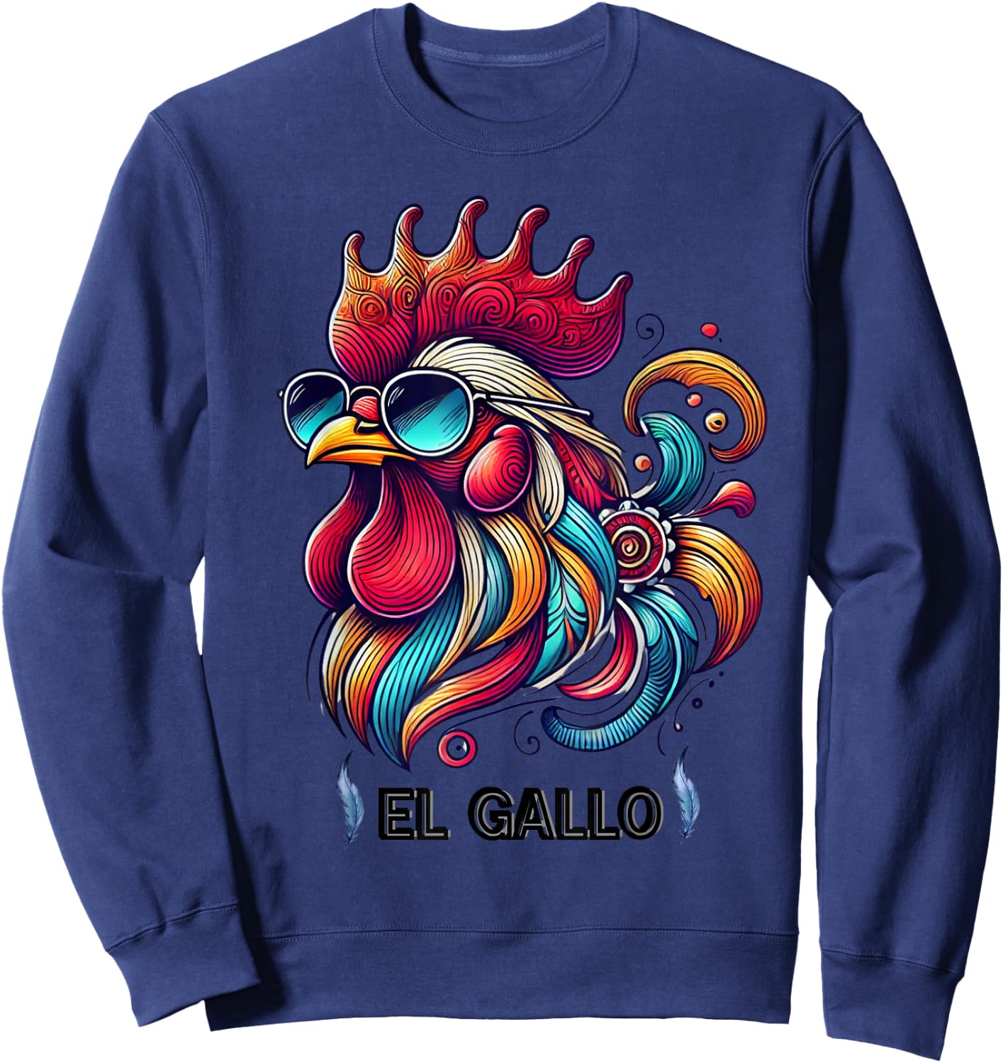 Mexican El Gallo Bingo Card Game traditional Rooster Sweatshirt - Sweatshirt | Navy