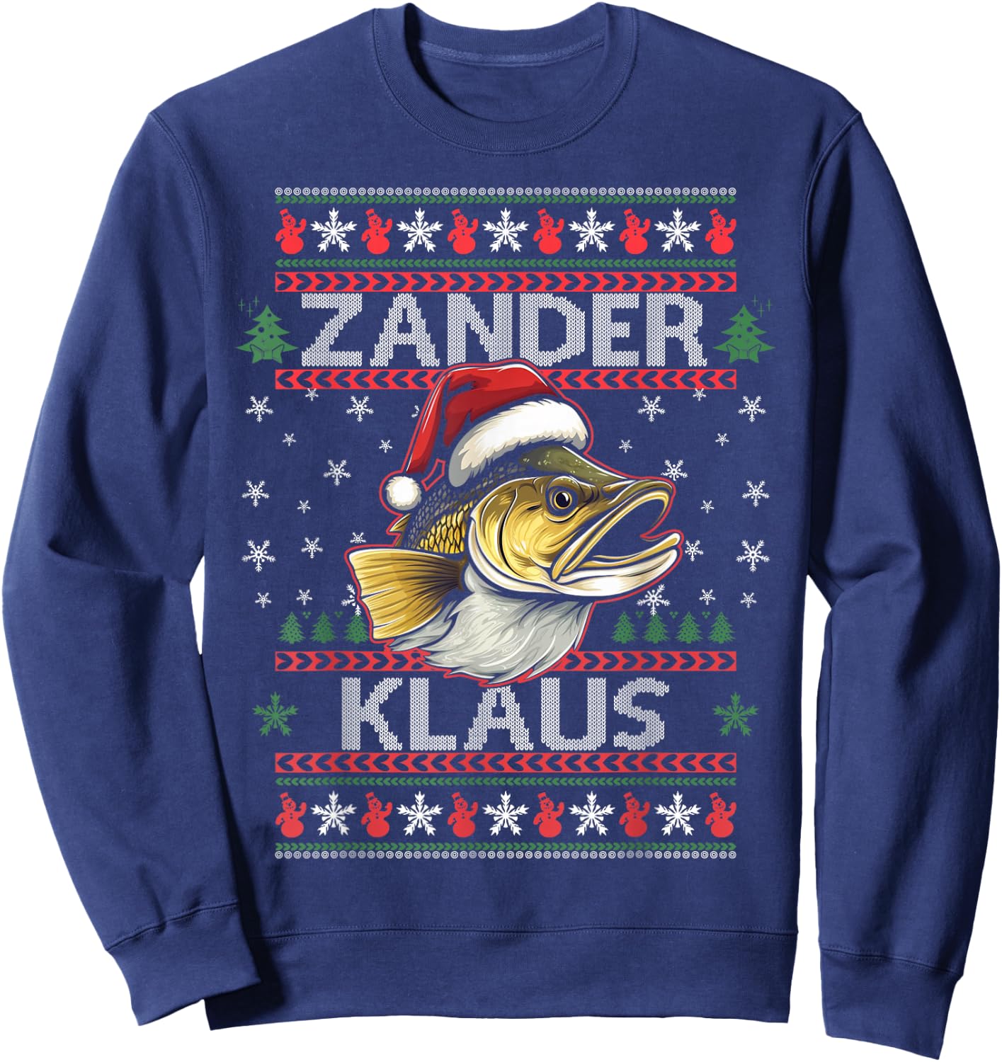 Zander Klaus I Funny Zander Fisherman Fishing Predator , black Sweatshirt - Sweatshirt | Navy