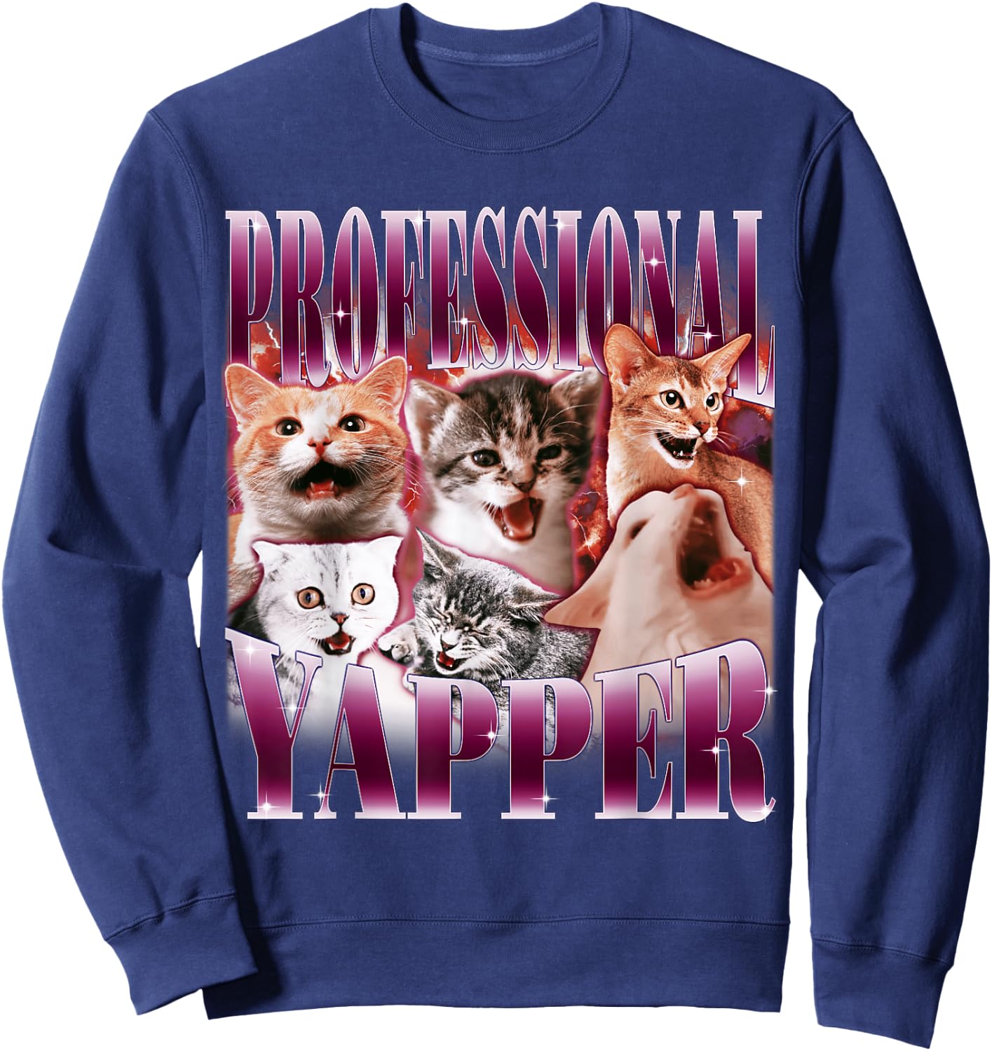 Professional Yapper Cat Funny Weird Specific Meme , black Sweatshirt - Sweatshirt | Navy