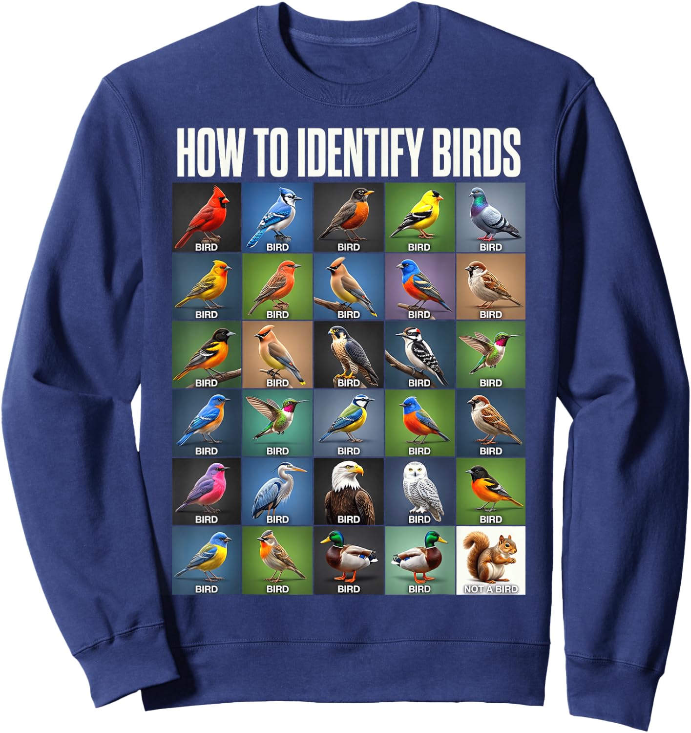 Vögel Bestimmen Lustiges Eichhörnchen Vogelbeobachtung Sweatshirt - Sweatshirt | Navy