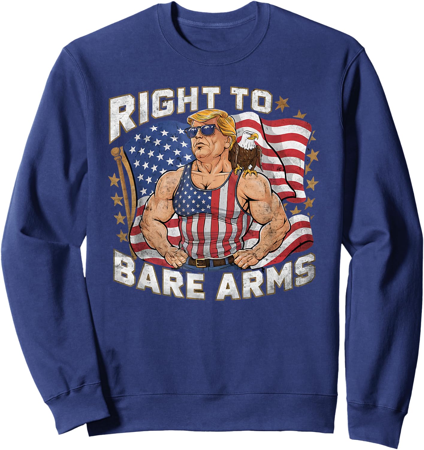Right To Bare Arms 4th Of July Funny Gym Workout Sweatshirt - Sweatshirt | Navy