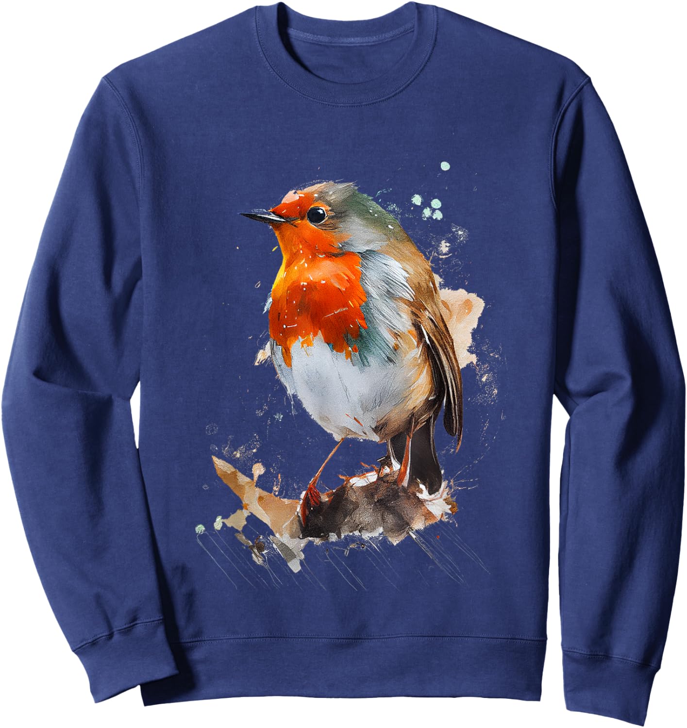 Rotkehlchen buntes Design Sweatshirt - Sweatshirt | Navy