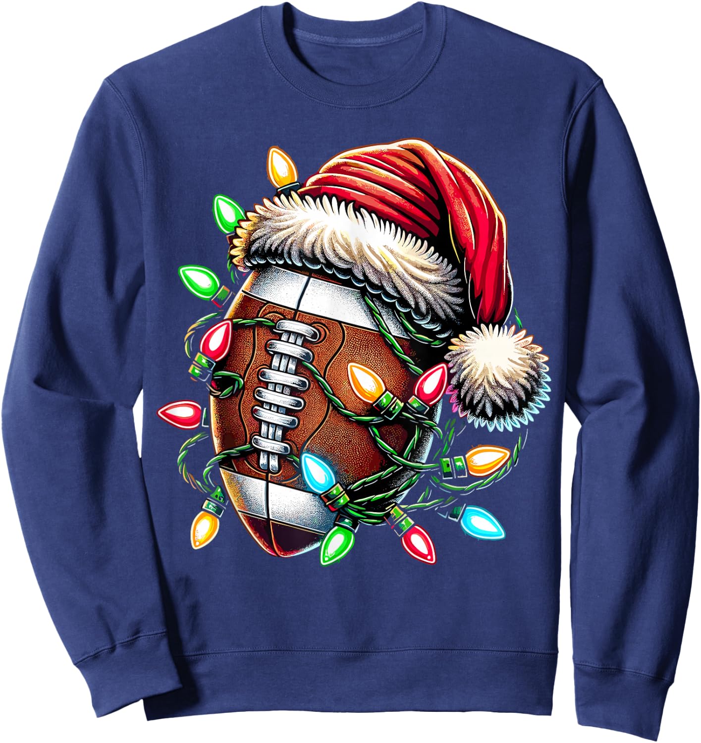 Christmas Football Player Santa Sweatshirt - Sweatshirt | Navy