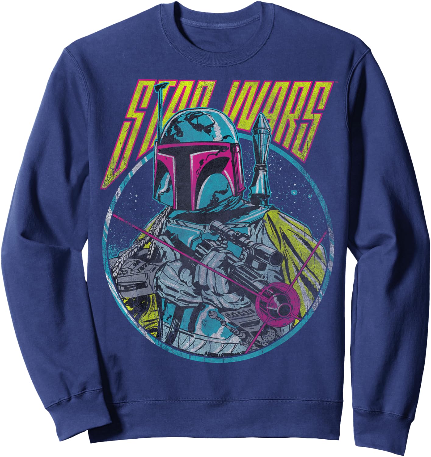 Star Wars Boba Fett Neon Blaster Vintage Disney+ Sweatshirt - Sweatshirt | Navy