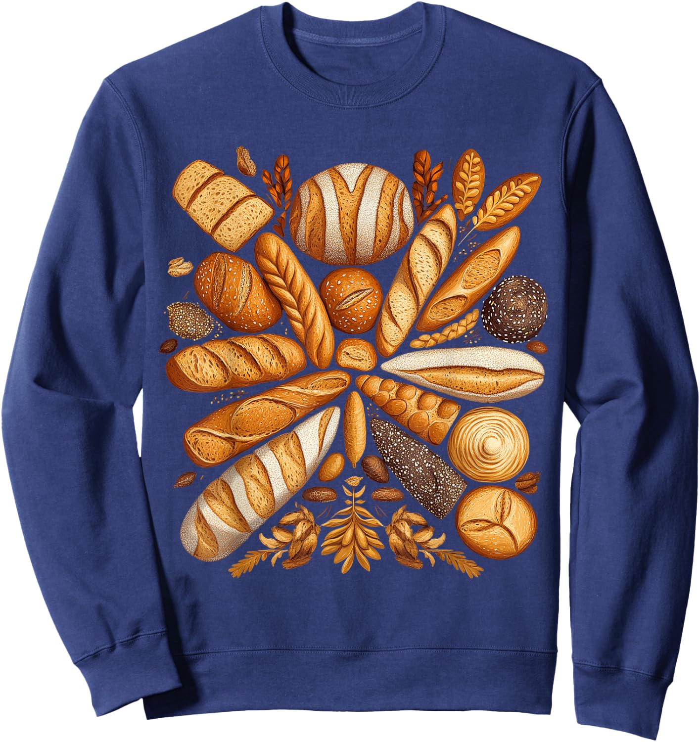 Artistic Arrangement of Bread Design Bakery Sweatshirt - Sweatshirt | Navy