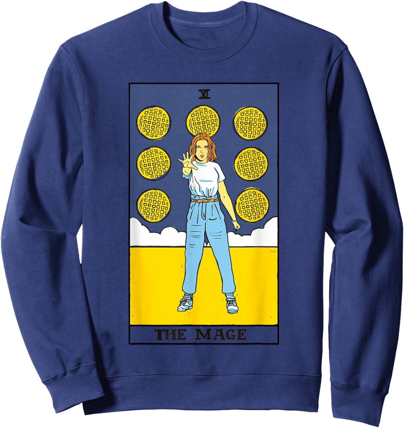 Stranger Things Eleven Vintage The Mage Celestial Tarot Card Sweatshirt - Sweatshirt | Navy