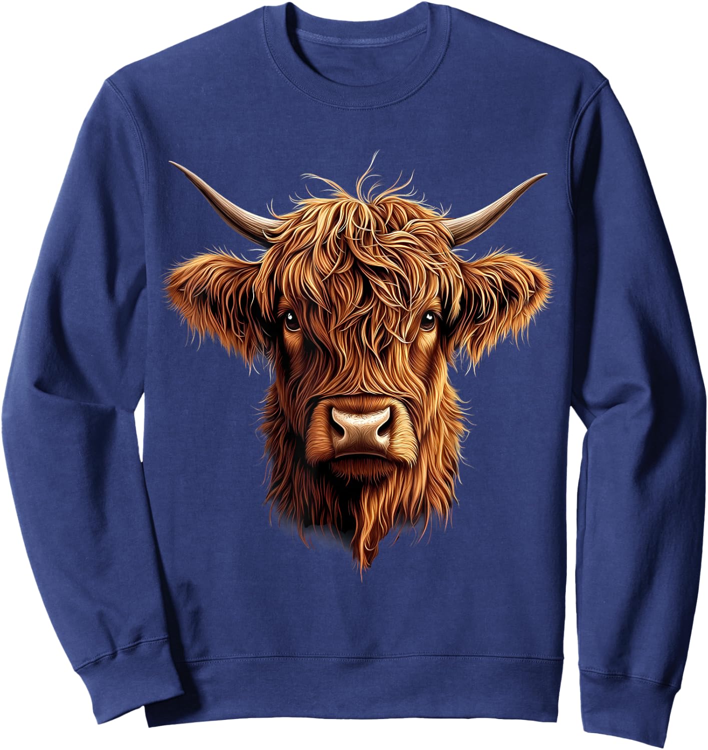 Scottish Highland Cow Messy Bun Scottish Highlander Cow Sweatshirt - Sweatshirt | Navy