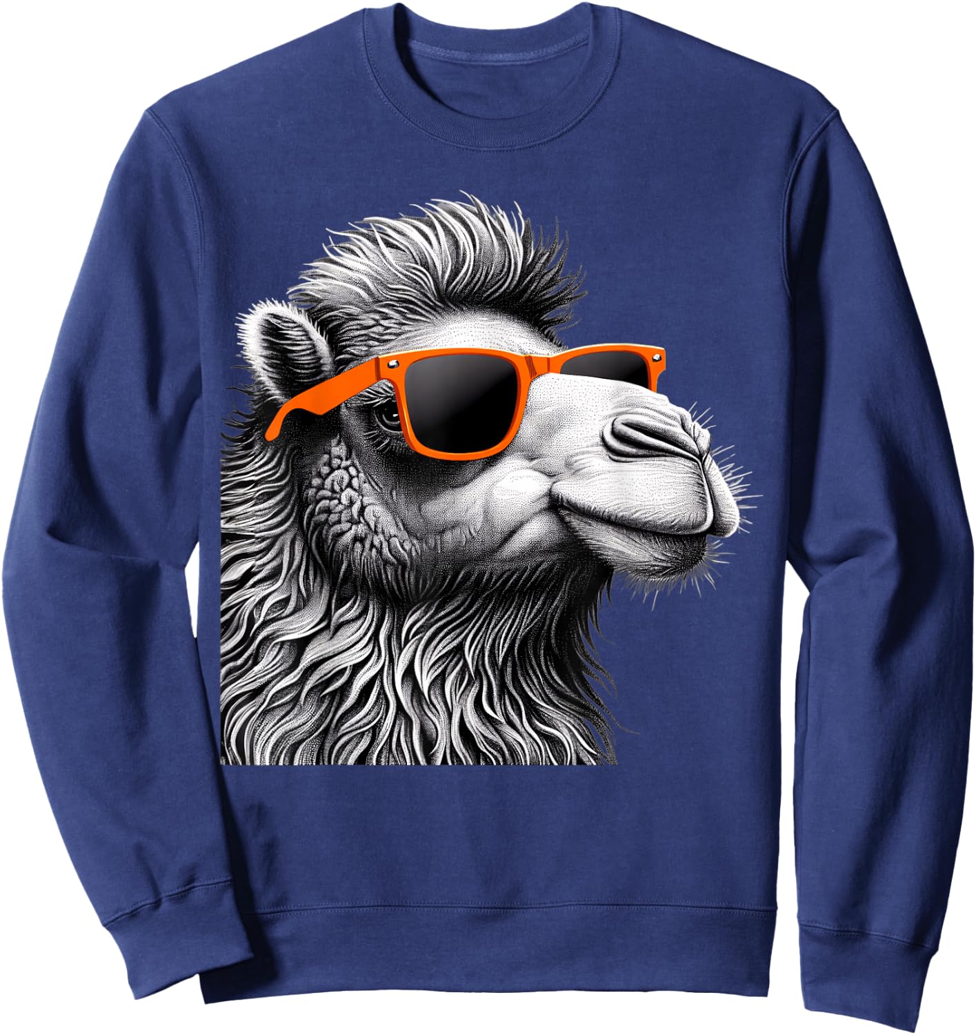 Cool Camel Wearing Sunglasses Graphic Art Sweatshirt - Sweatshirt | Navy