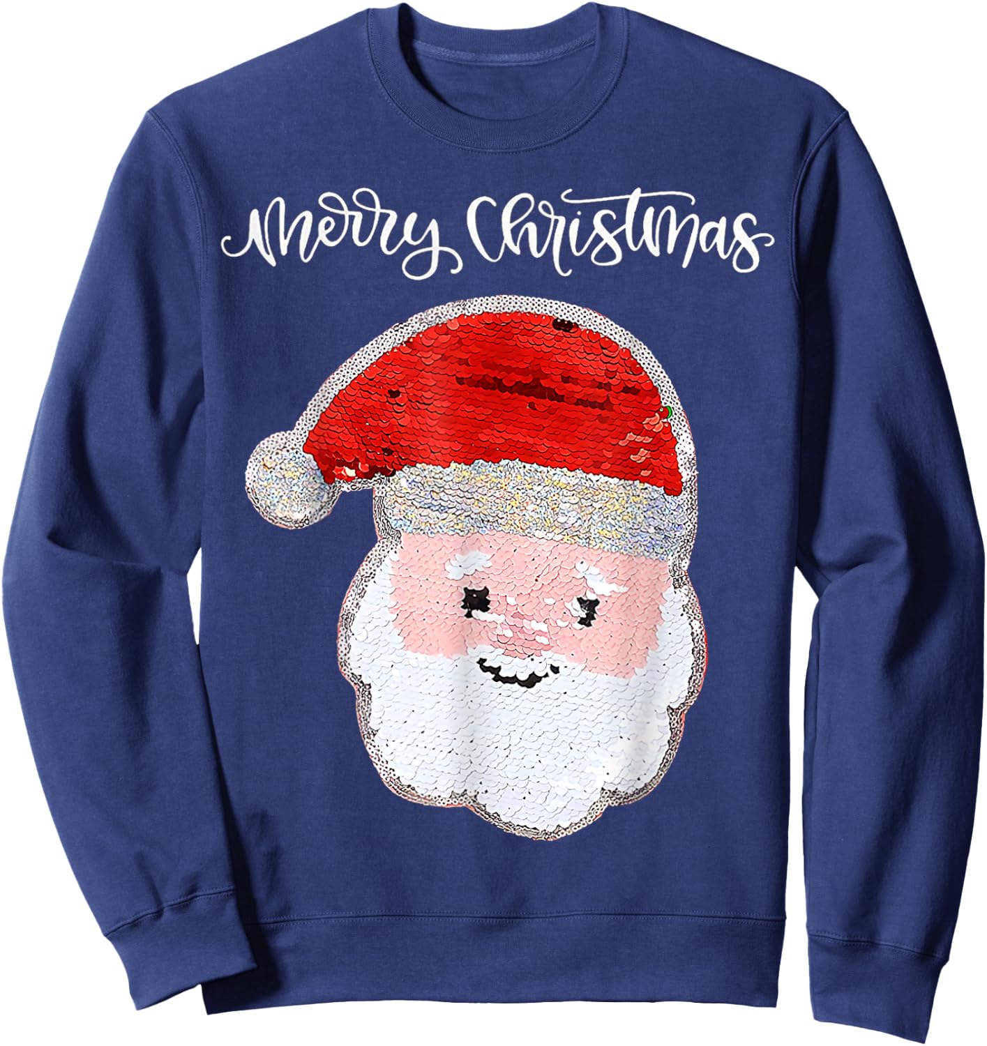 Christmas for Girls and Boys Flip Sequin Santa Ugly Xmas Sweatshirt - Sweatshirt | Navy