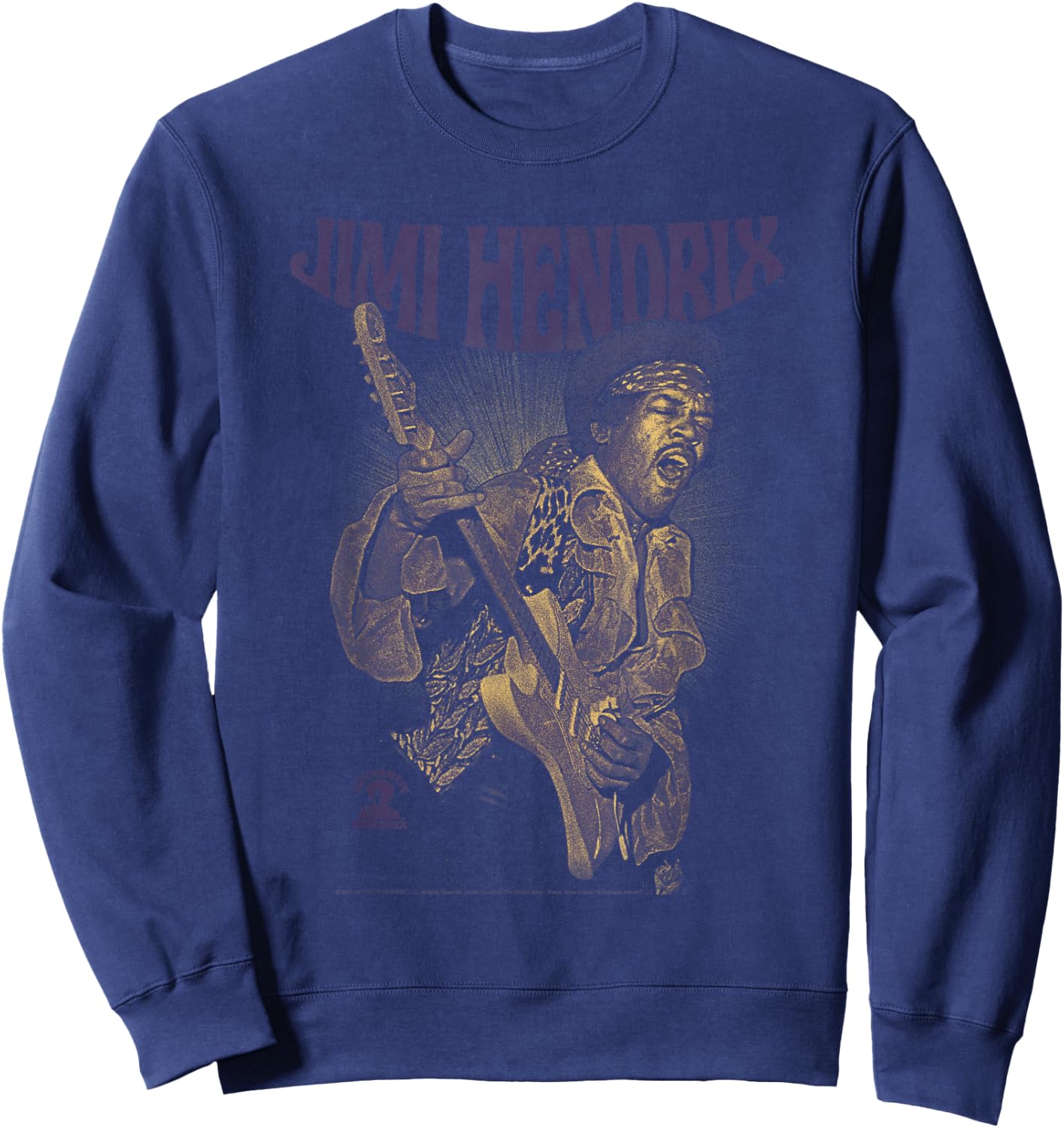 Ripple Junction x Jimi Hendrix Playing Guitar Purple Yellow, black Sweatshirt - Sweatshirt | Navy