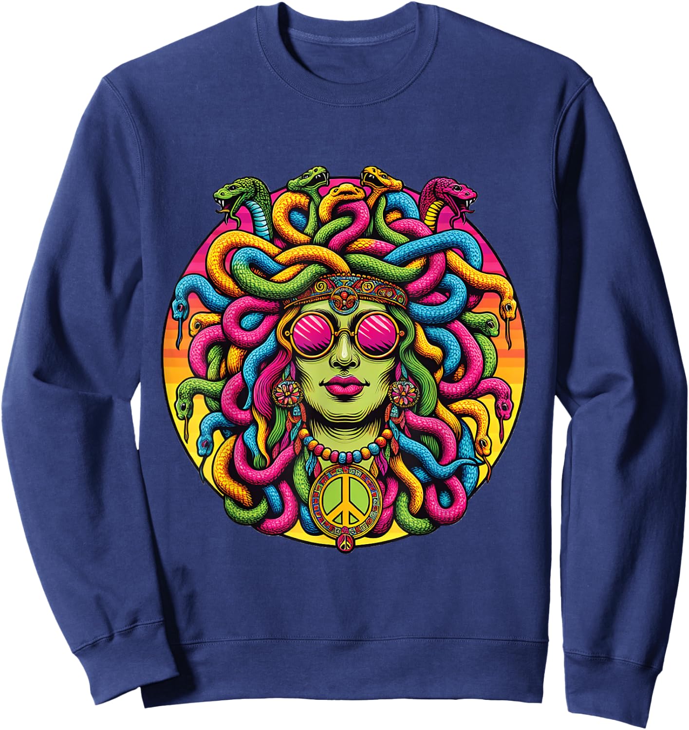 Medusa Hippie Costume Ancient Greek Psychedelic Snakes Sweatshirt - Sweatshirt | Navy