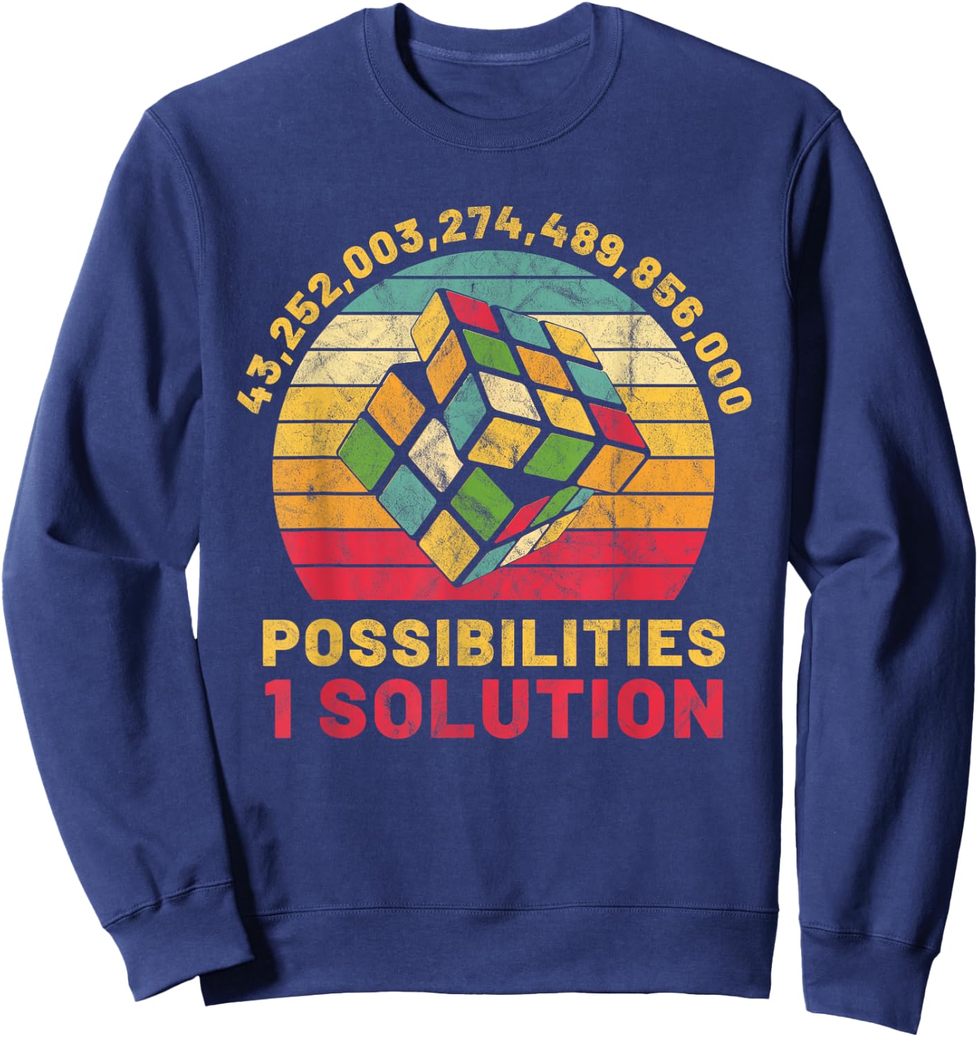 Puzzle Cube Funny One Solution Speed Cubing Retro Math Sweatshirt - Sweatshirt | Navy
