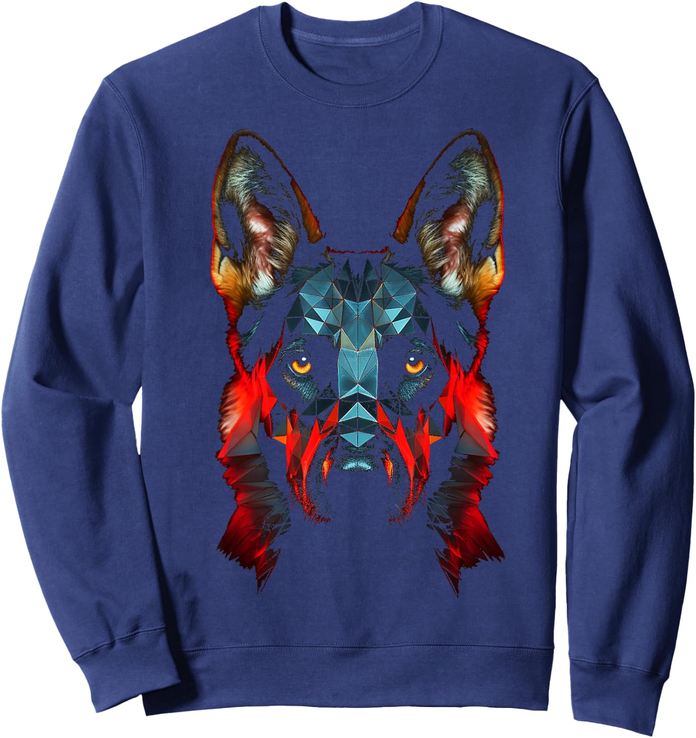 German Shepherd Dog Polygon Face Pet Art German Shepherd Sweatshirt - Sweatshirt | Navy