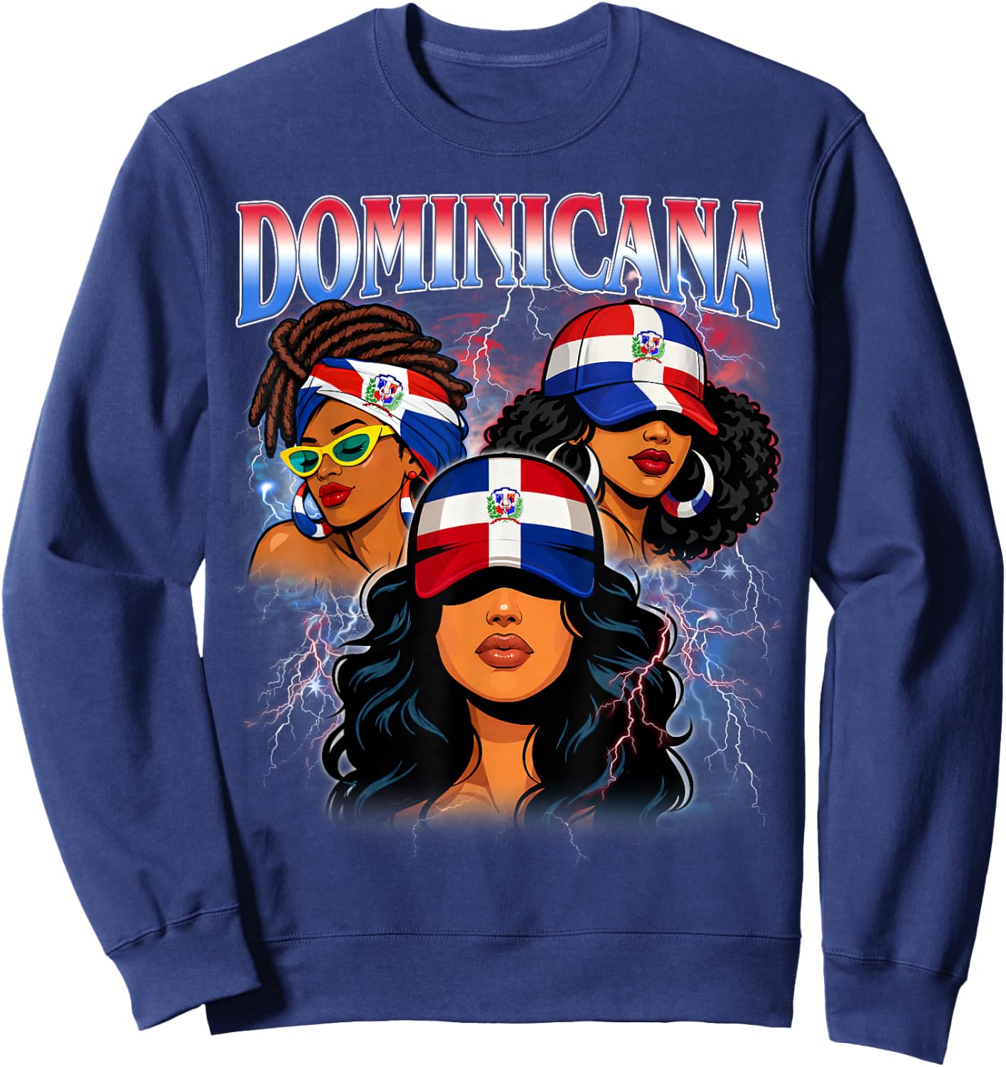 Dominican Republic Flag Hispanic Heritage Girl Sweatshirt - Sweatshirt | Navy