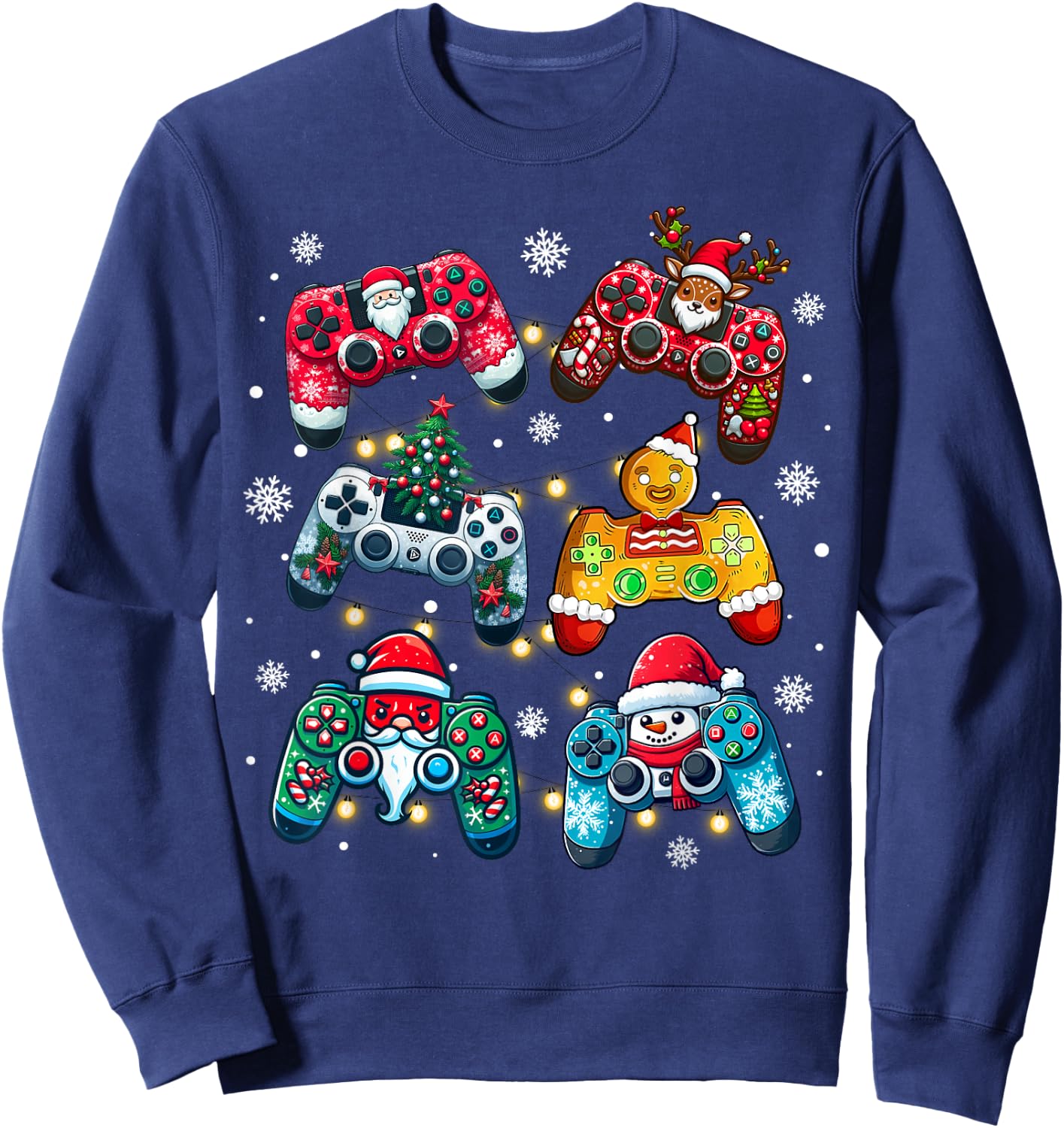 Boys Christmas Shirt Santa Elf Gaming Controllers Gamer Xmas Sweatshirt - Sweatshirt | Navy