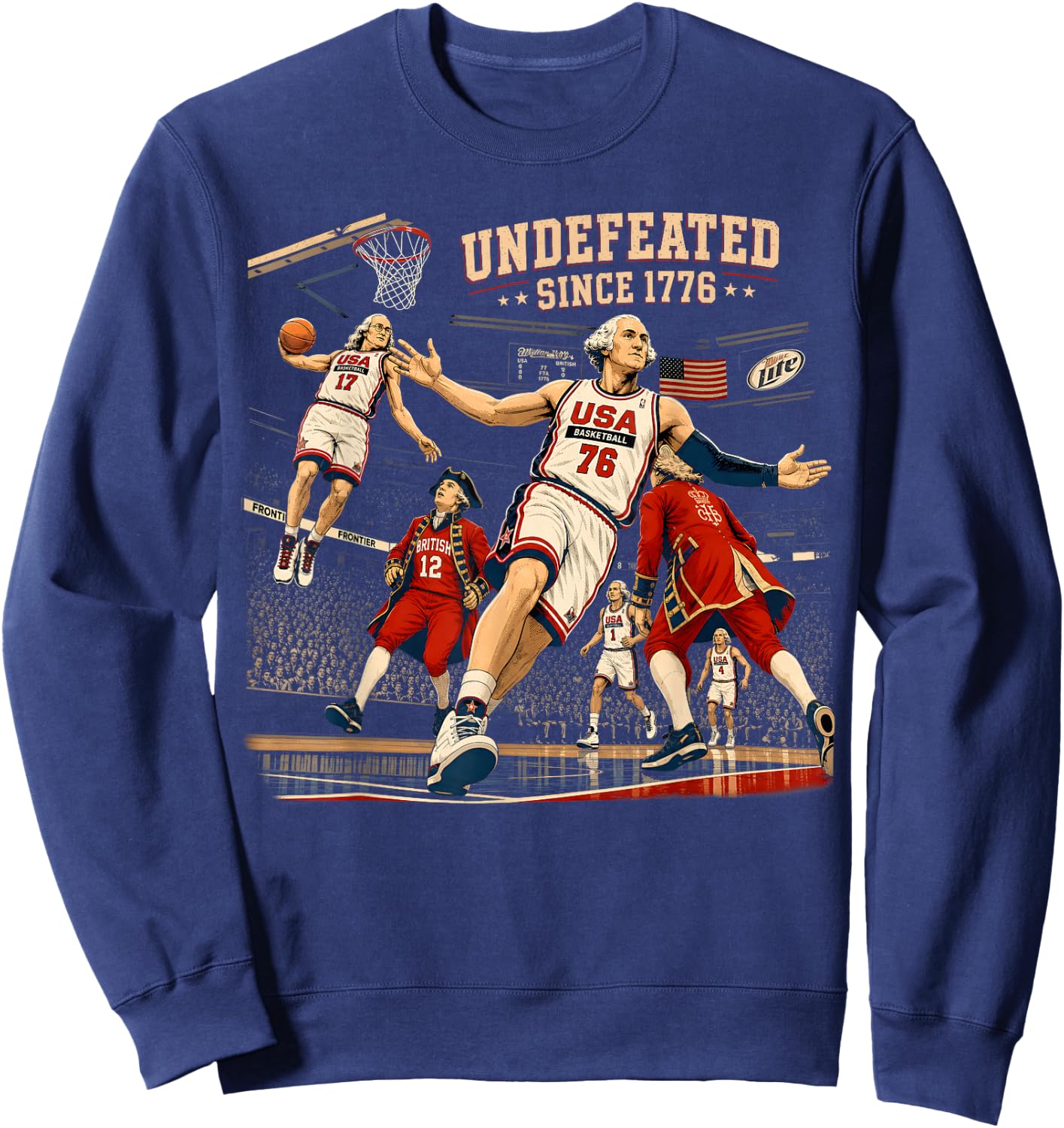 4th of July Basketball Undefeated Since 1776 250 Years Funny Sweatshirt - Sweatshirt | Navy