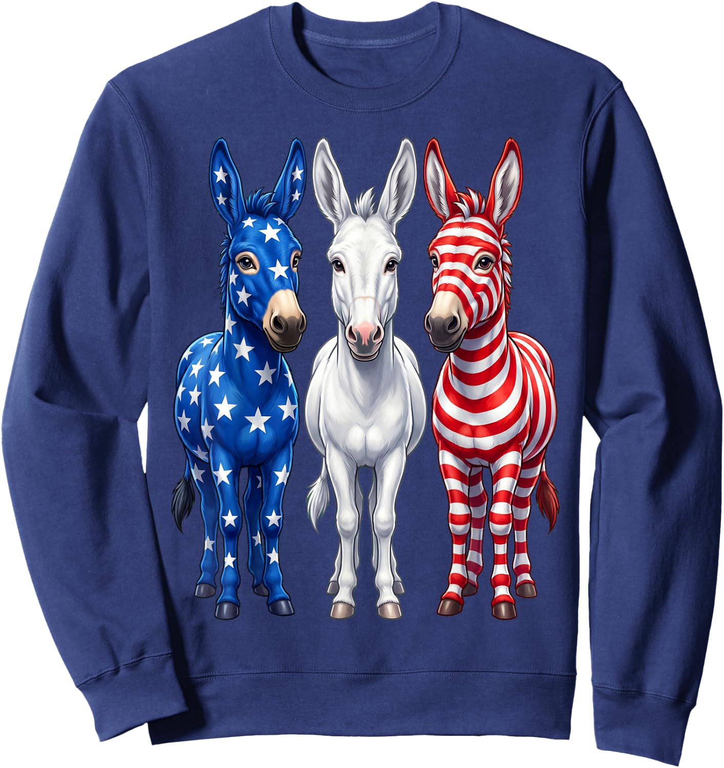 Funny Patriotic Donkeys USA Flag 4th of July Donkey Lover Sweatshirt - Sweatshirt | Navy
