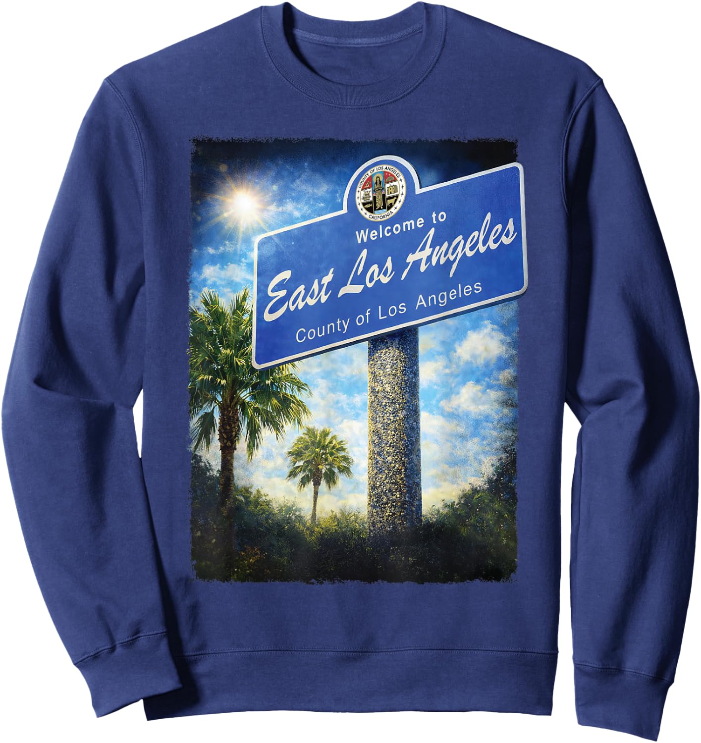 East Los Angeles California Boyle Heights 323 Street Sign Sweatshirt - Sweatshirt | Navy