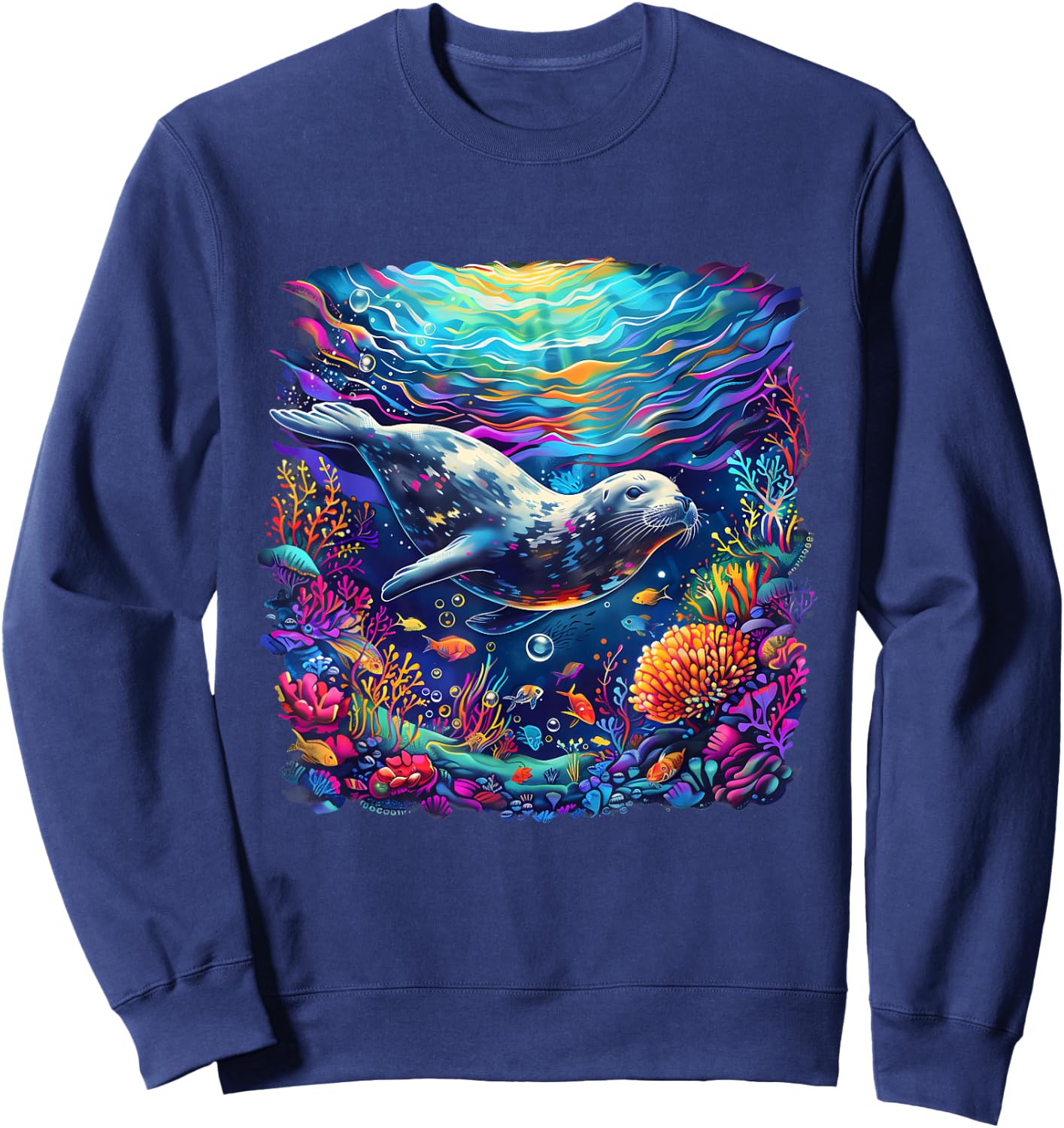 Seal Artwork Marine Mammal Sea Ocean Animal Ocean Sea Seal Sweatshirt - Sweatshirt | Navy