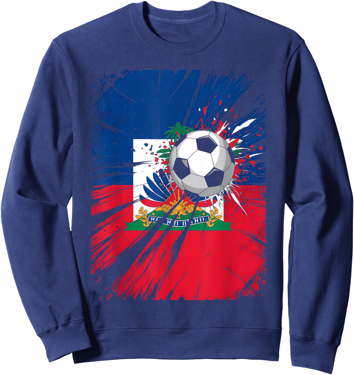 Proud Haiti National Flag Pride Sweatshirt - Sweatshirt | Navy