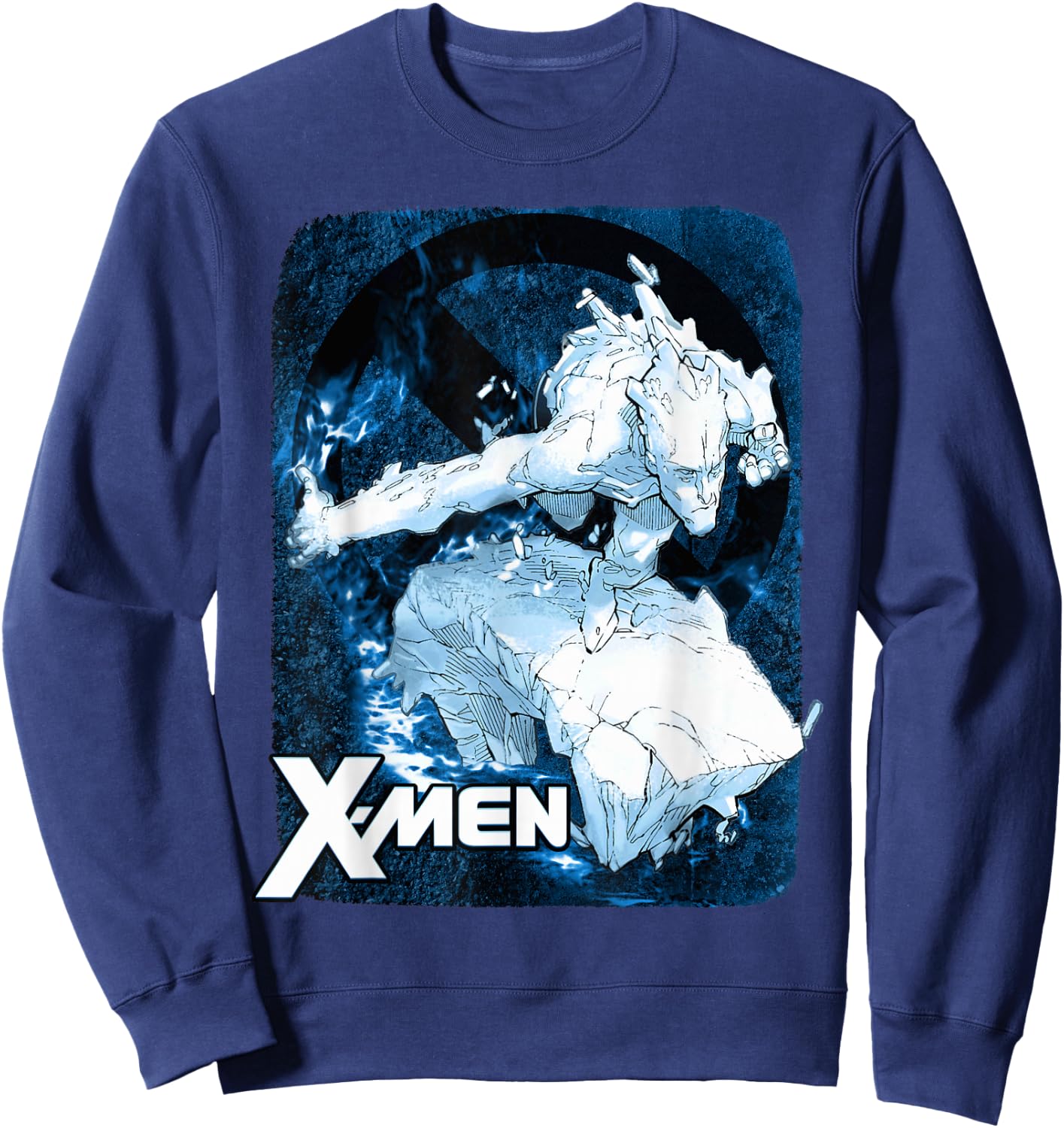 Marvel X-Men Iceman Flames Cold As Ice Graphic Sweatshirt - Sweatshirt | Navy