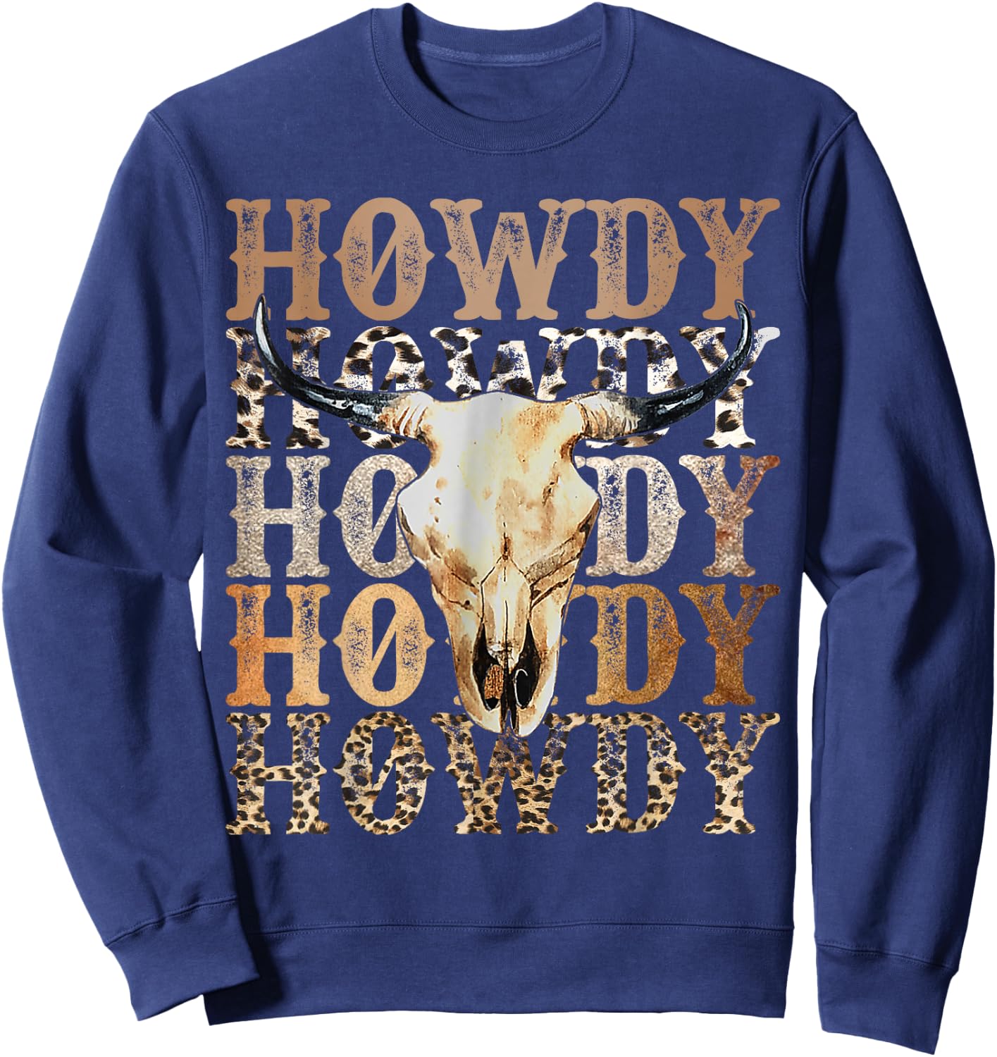 Retro Howdy Cowboy Cowgirl Western Rodeo Women Sweatshirt - Sweatshirt | Navy