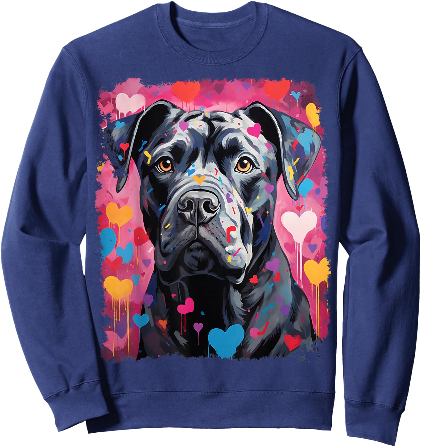 Valentine's Day Pop Art Dog Cane Corso Sweatshirt - Sweatshirt | Navy