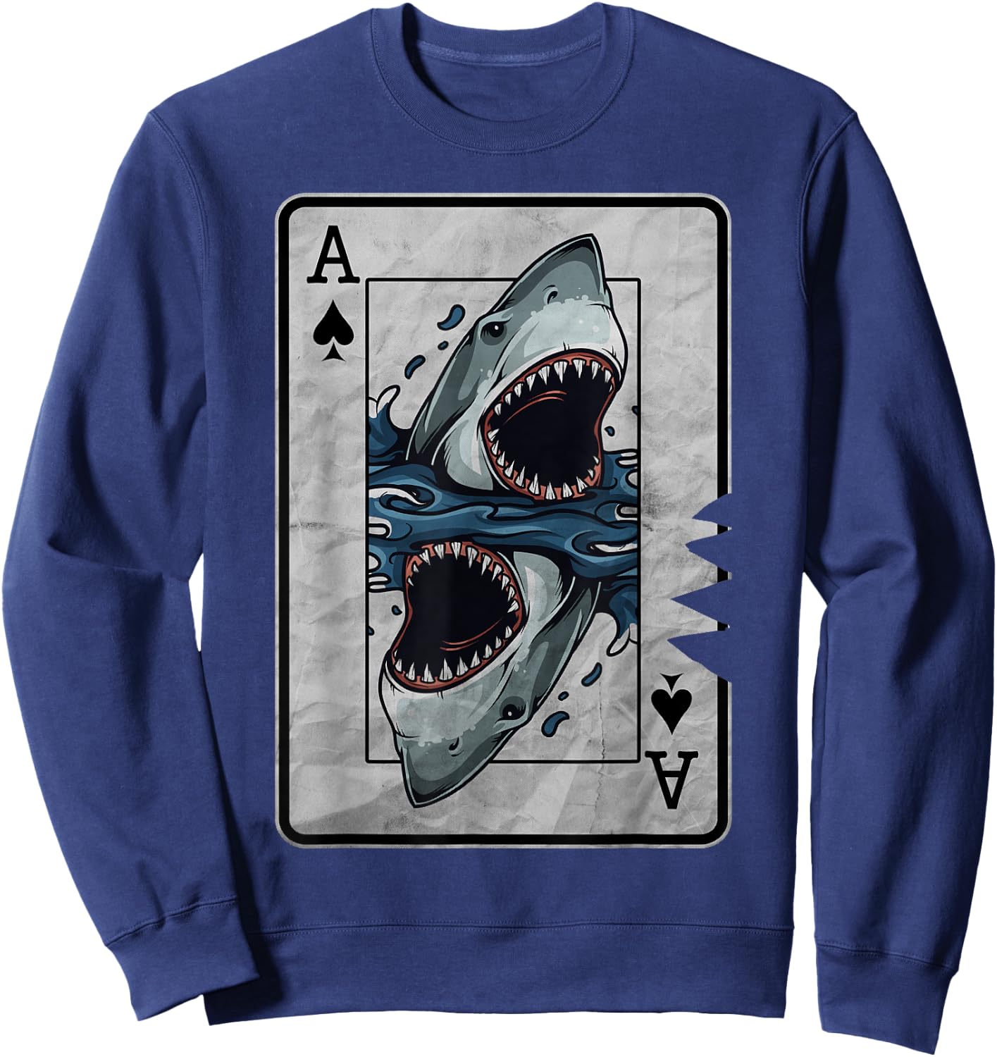 Poker Card Great White Shark Sweatshirt - Sweatshirt | Navy