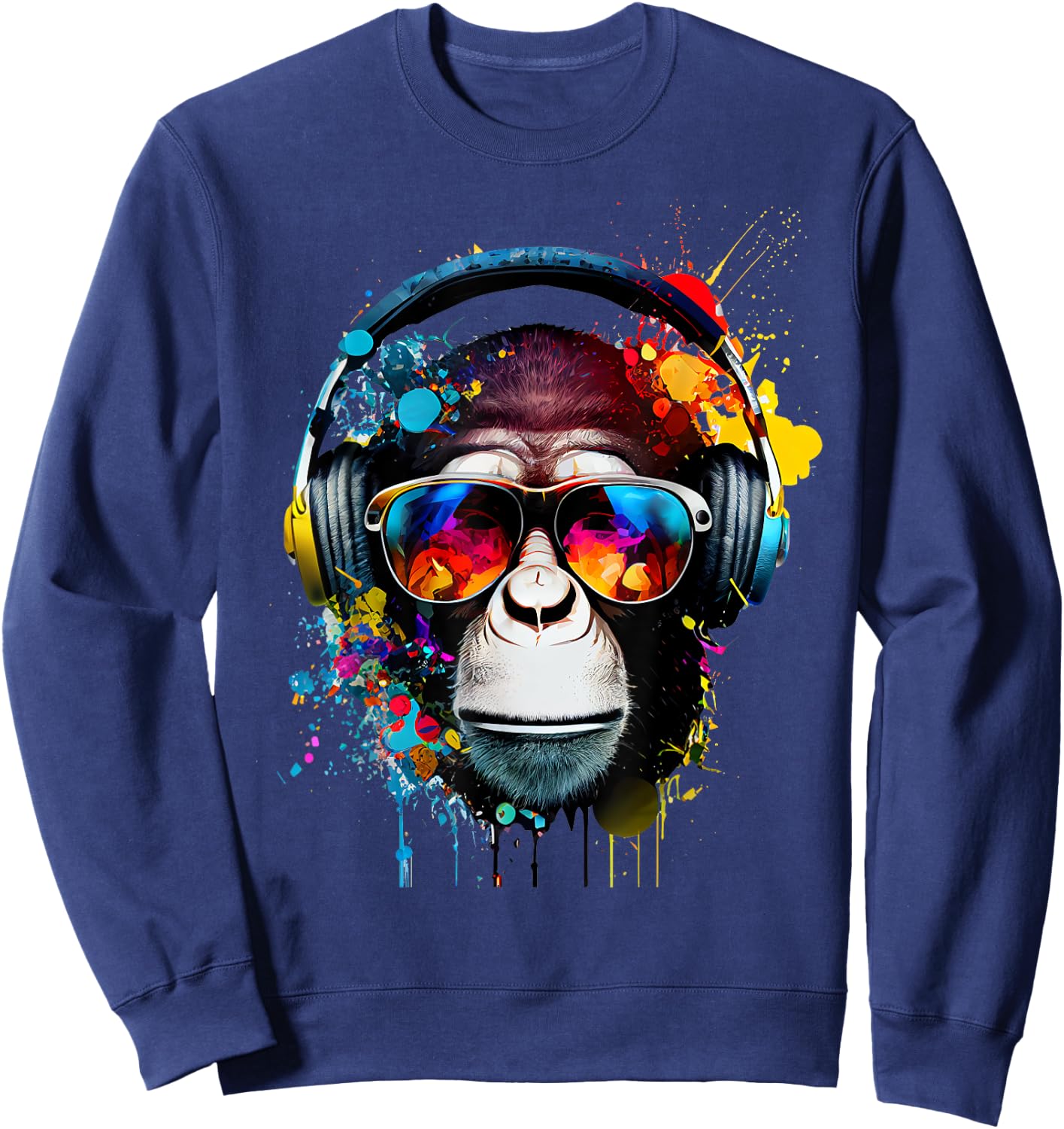DJ Monkey Monkey with Sunglasses , black Sweatshirt - Sweatshirt | Navy
