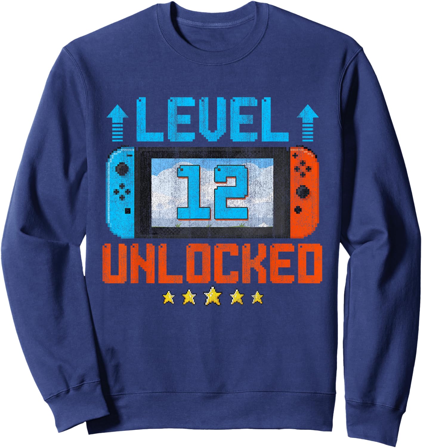 12 Year Old Level 12 Unlocked 12th Birthday Boys Video Gamer Sweatshirt - Sweatshirt | Navy
