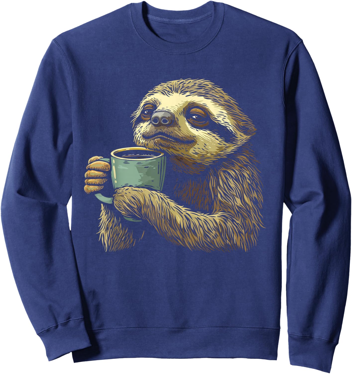 Coffee Sloth Drinking Coffee Barista Funny Animal Cute Sweatshirt - Sweatshirt | Navy