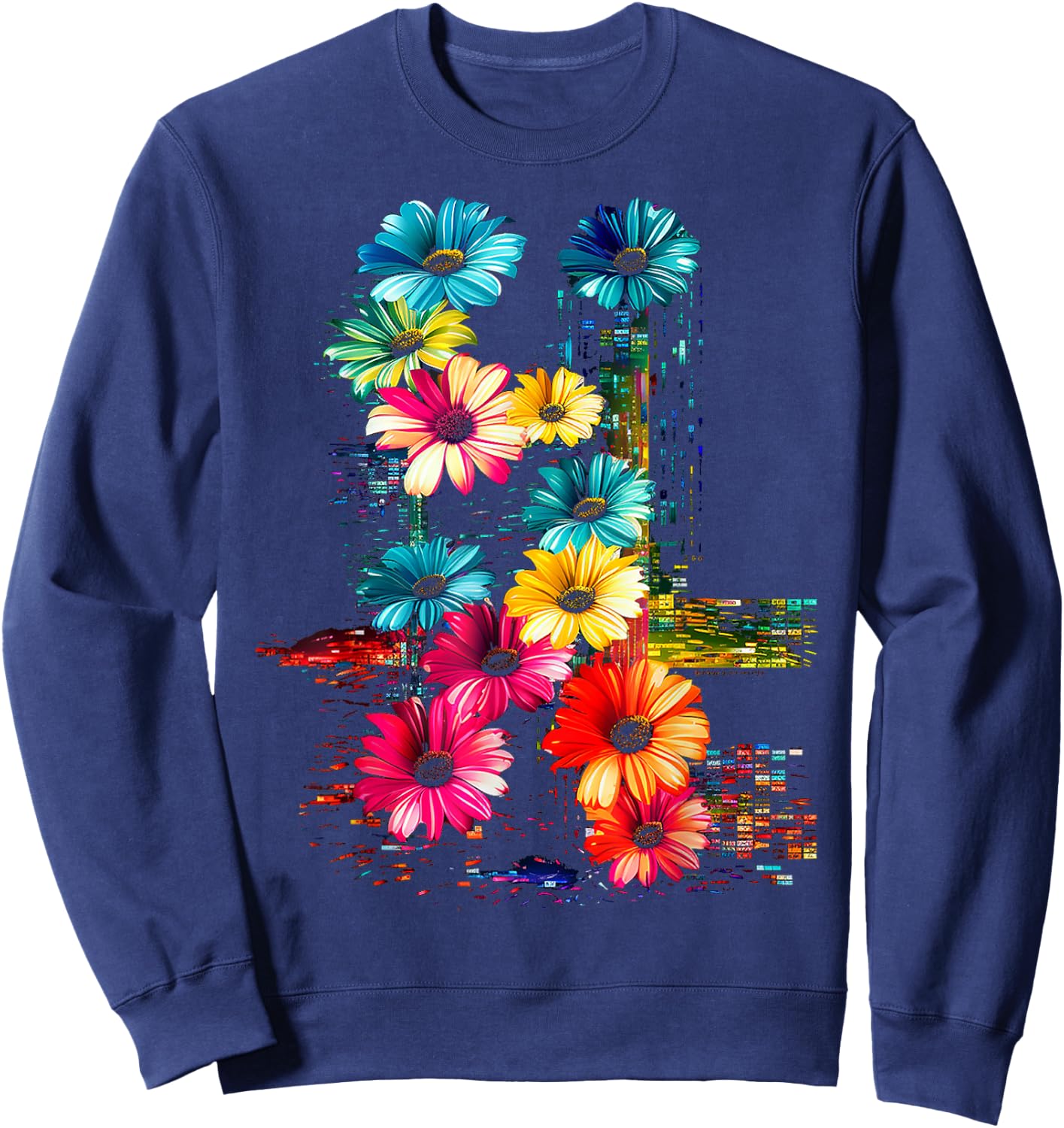 Blume, bunt, Kunstwerk, Naturkunst, Grafik, Blume Sweatshirt - Sweatshirt | Navy