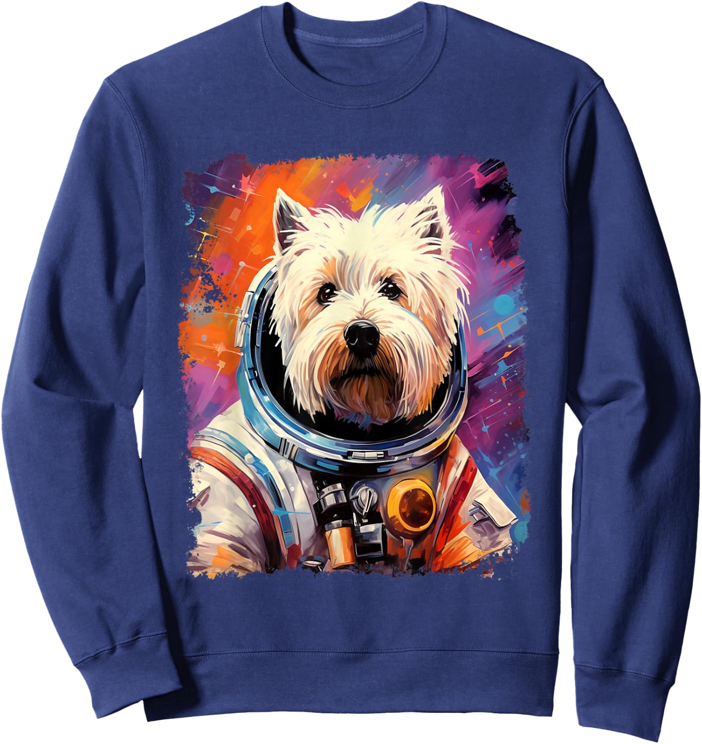 Westie Dog West Highland White Terrier Space Sweatshirt - Sweatshirt | Navy