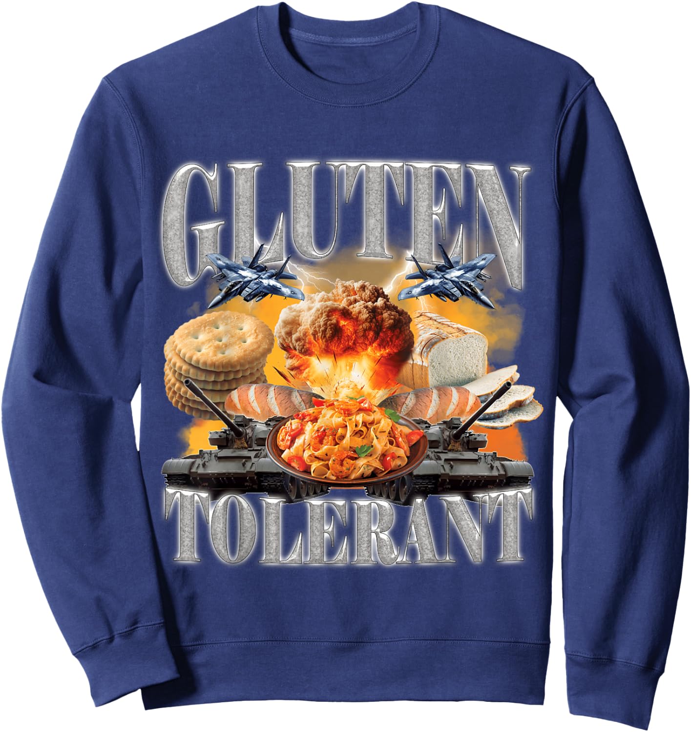 Gluten Tolerant Funny Sarcastic Gluten Tolerance Meme Humor Sweatshirt - Sweatshirt | Navy