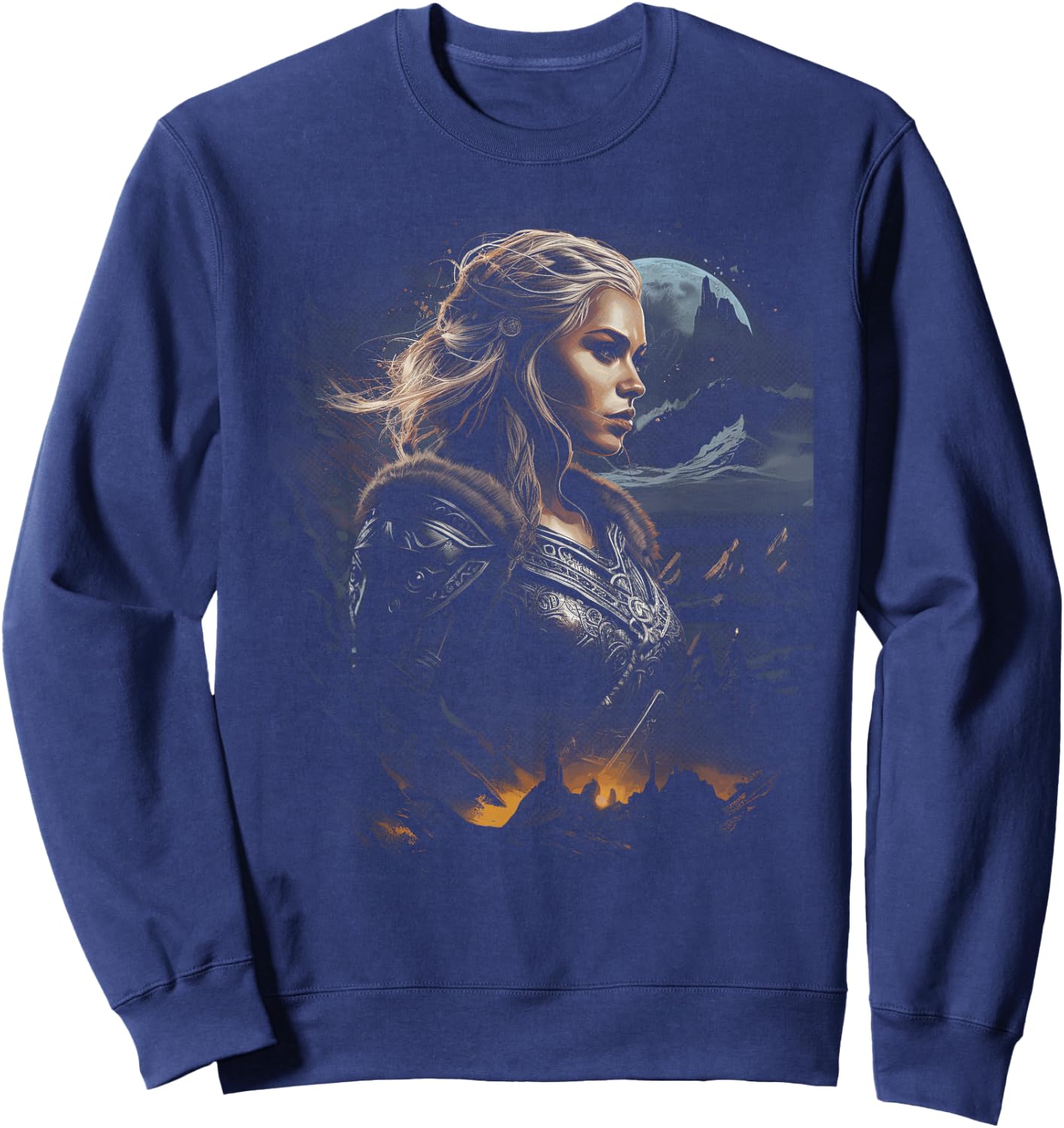 Female Warrior Lagertha Nordic Mythology Odin , black Sweatshirt - Sweatshirt | Navy